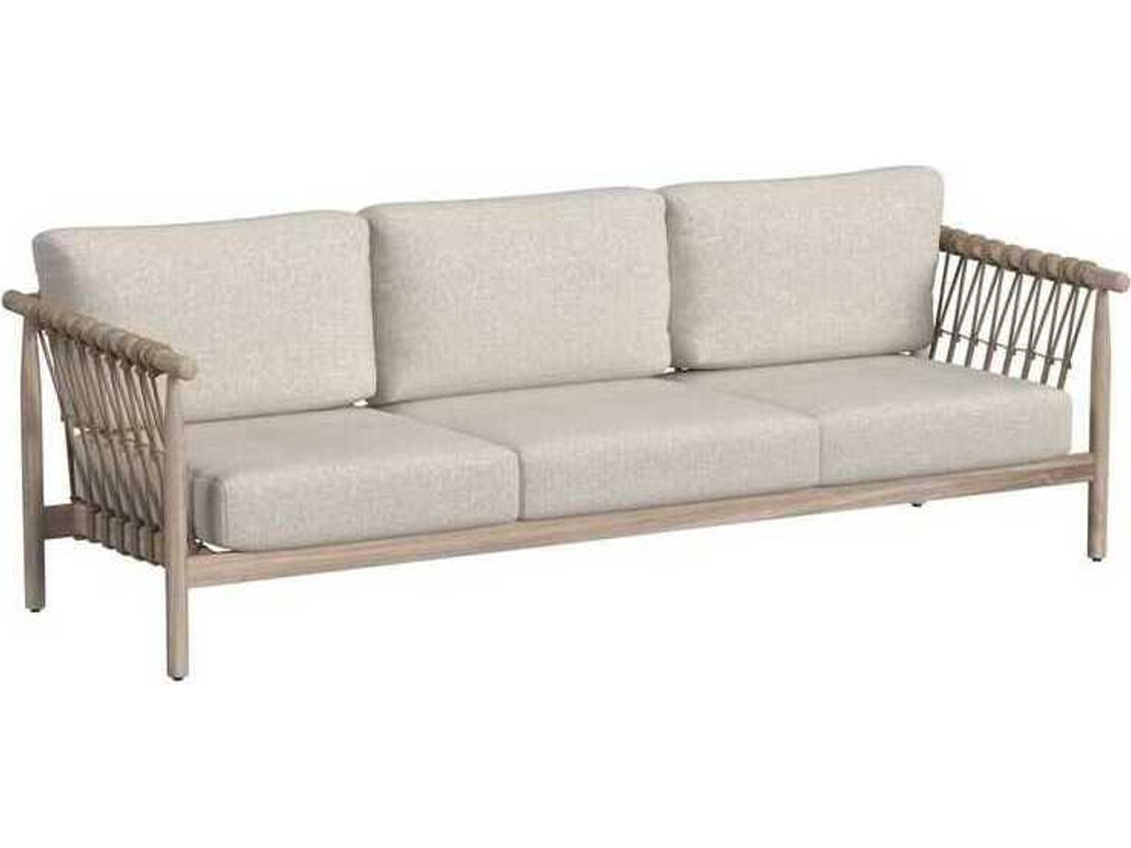 Leo Taupe Wood Cushion Sofa