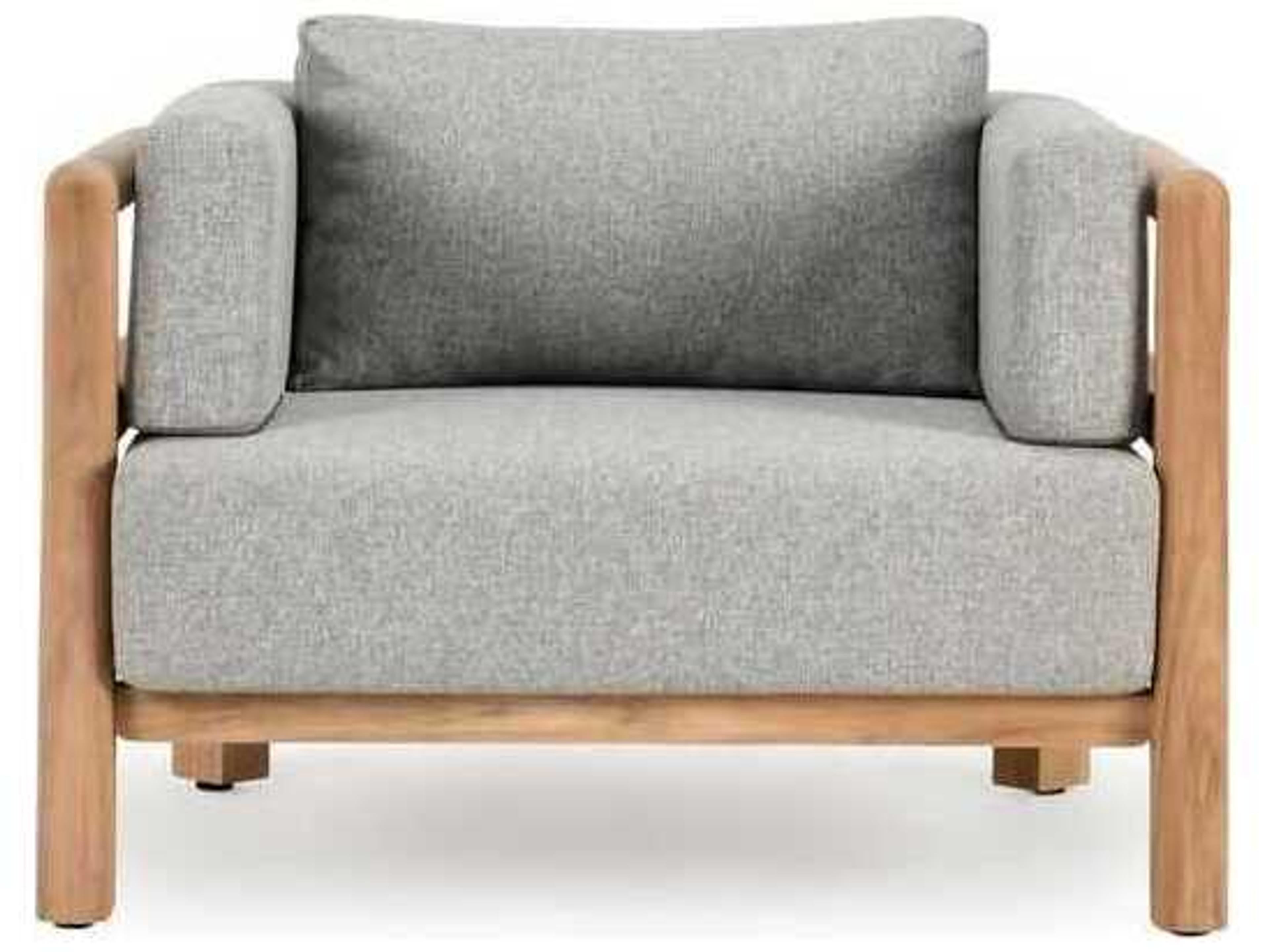 Classic Home Outdoor Aston Natural, Gray Wood Cushion Lounge Chair