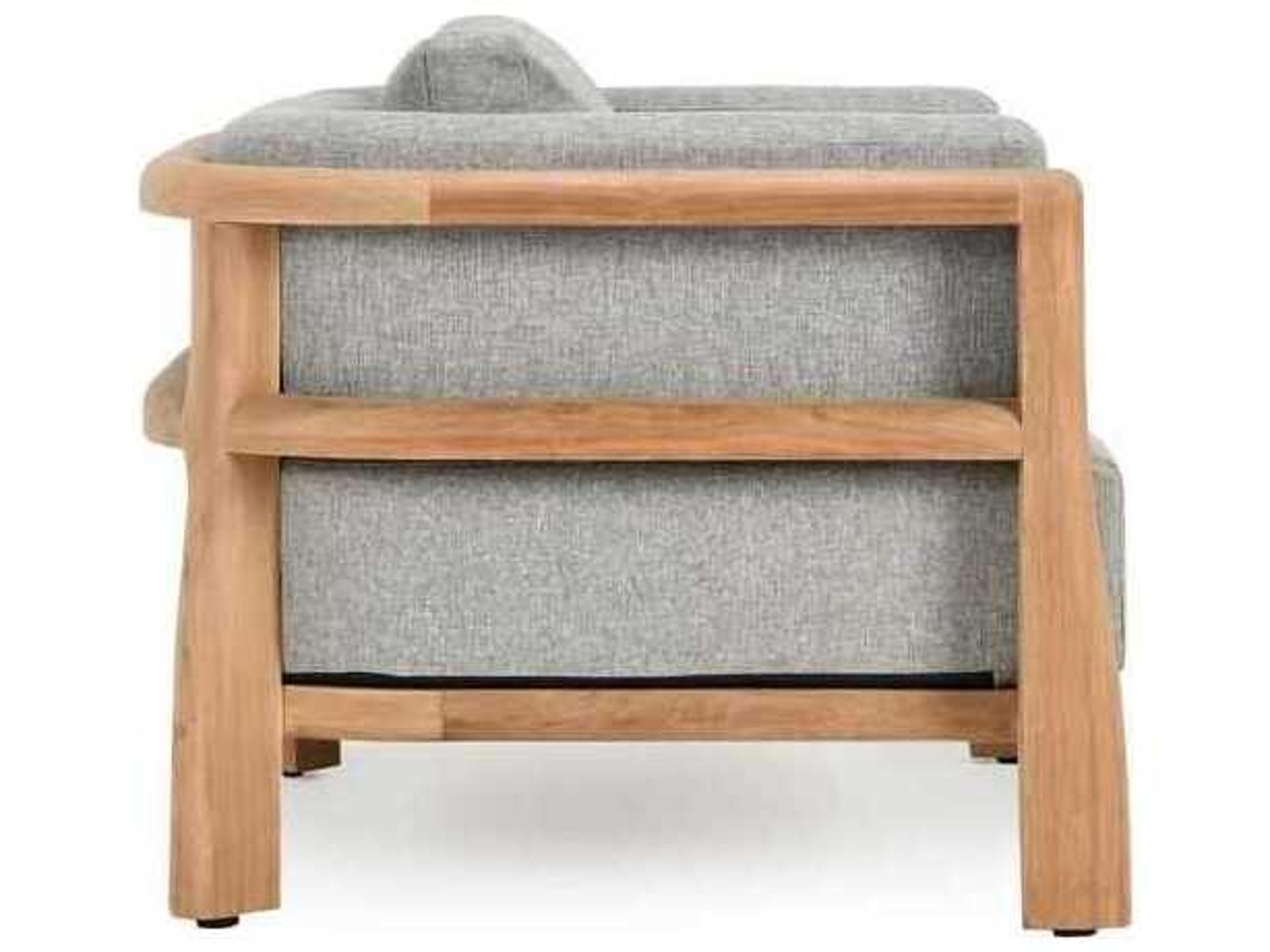 Classic Home Outdoor Aston Natural, Gray Wood Cushion Lounge Chair