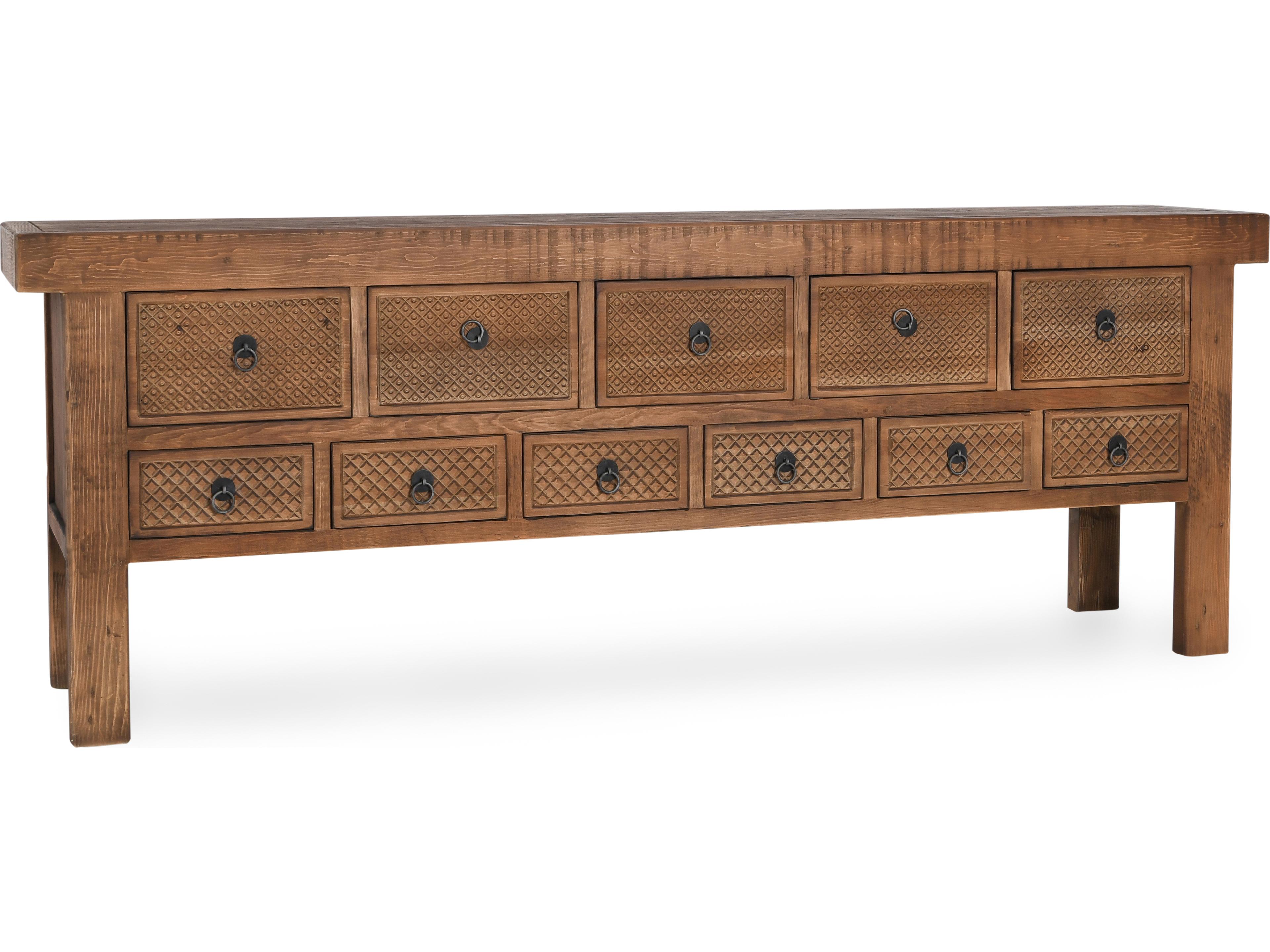 Lahey Rectangular Wood Mission Brown Console Table