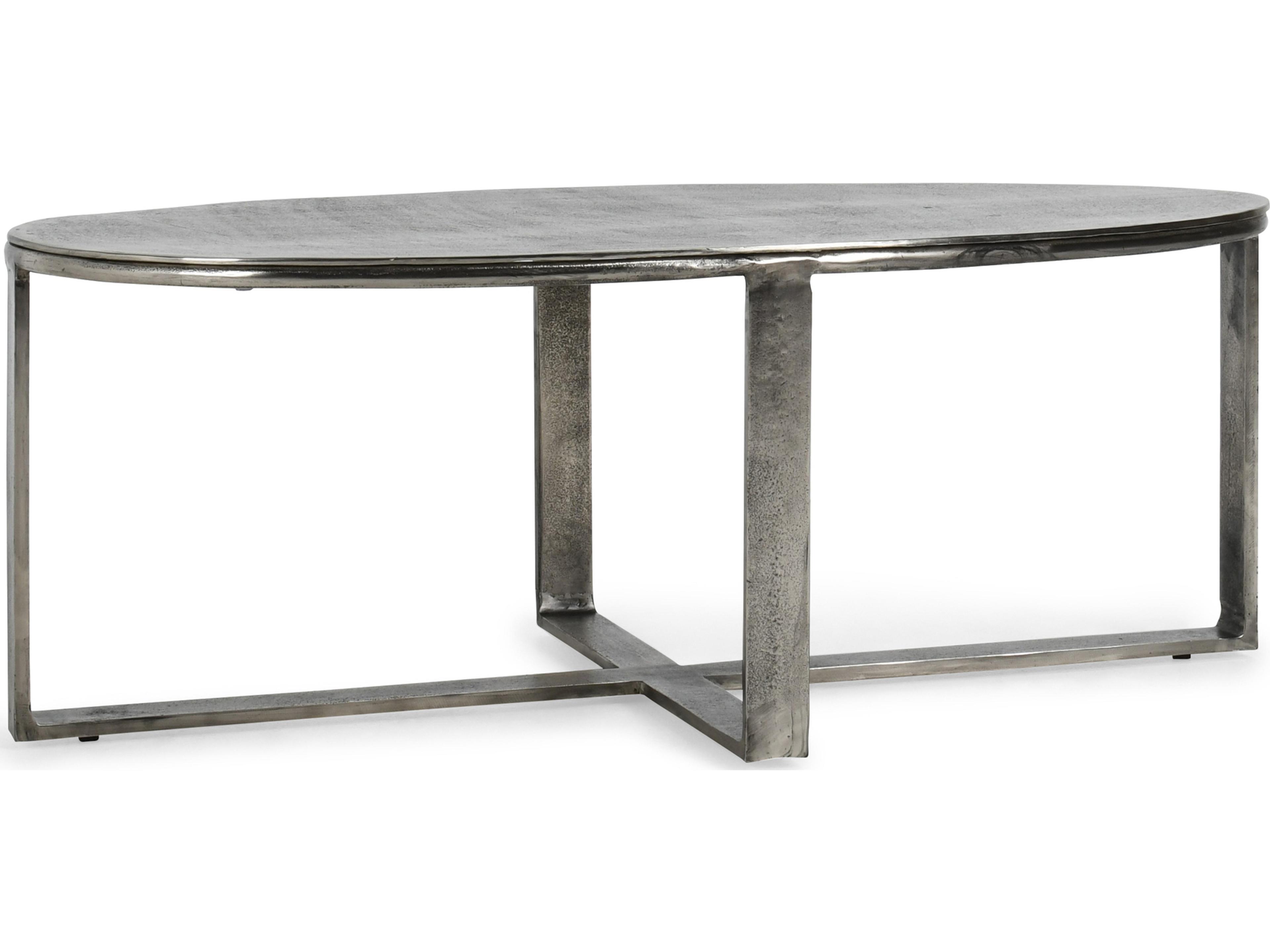 Flores Oval Metal Nickel Coffee Table