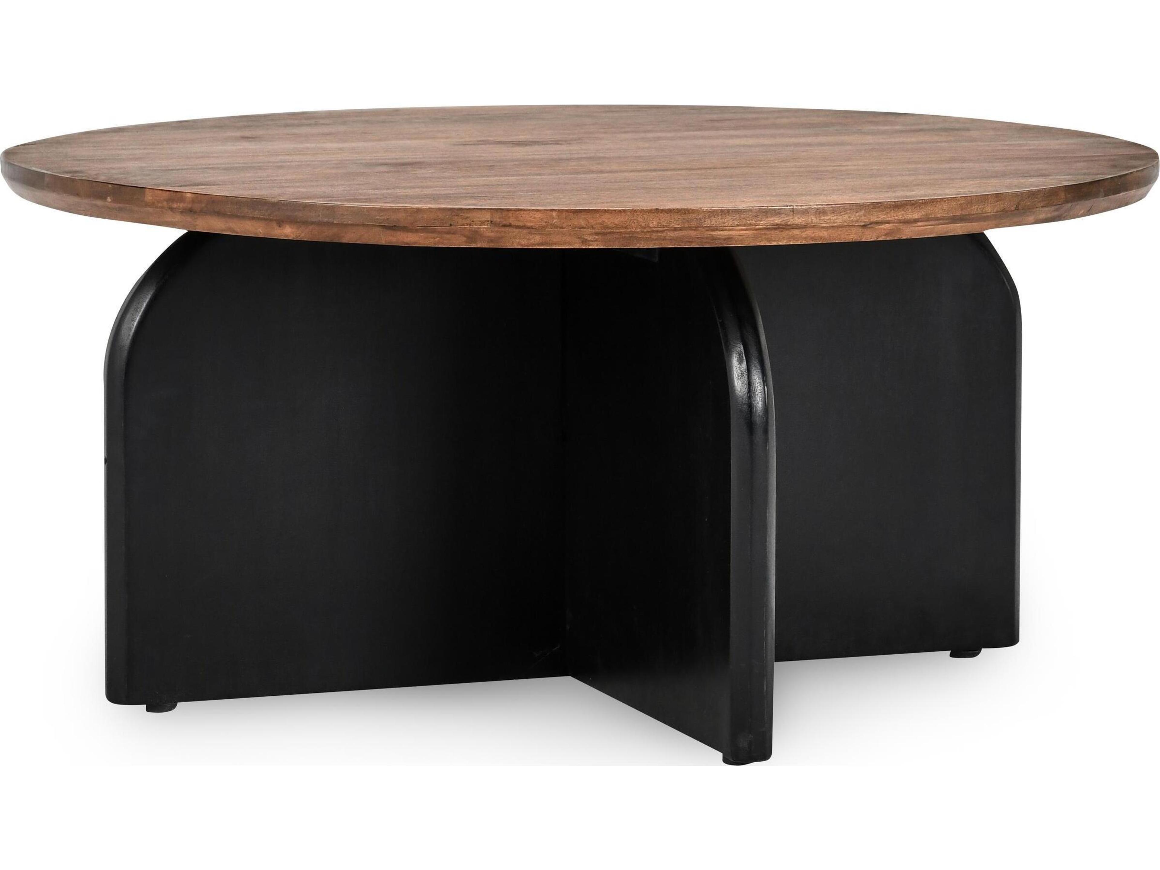 Penelope Round Wood Natural Brown Coffee Table