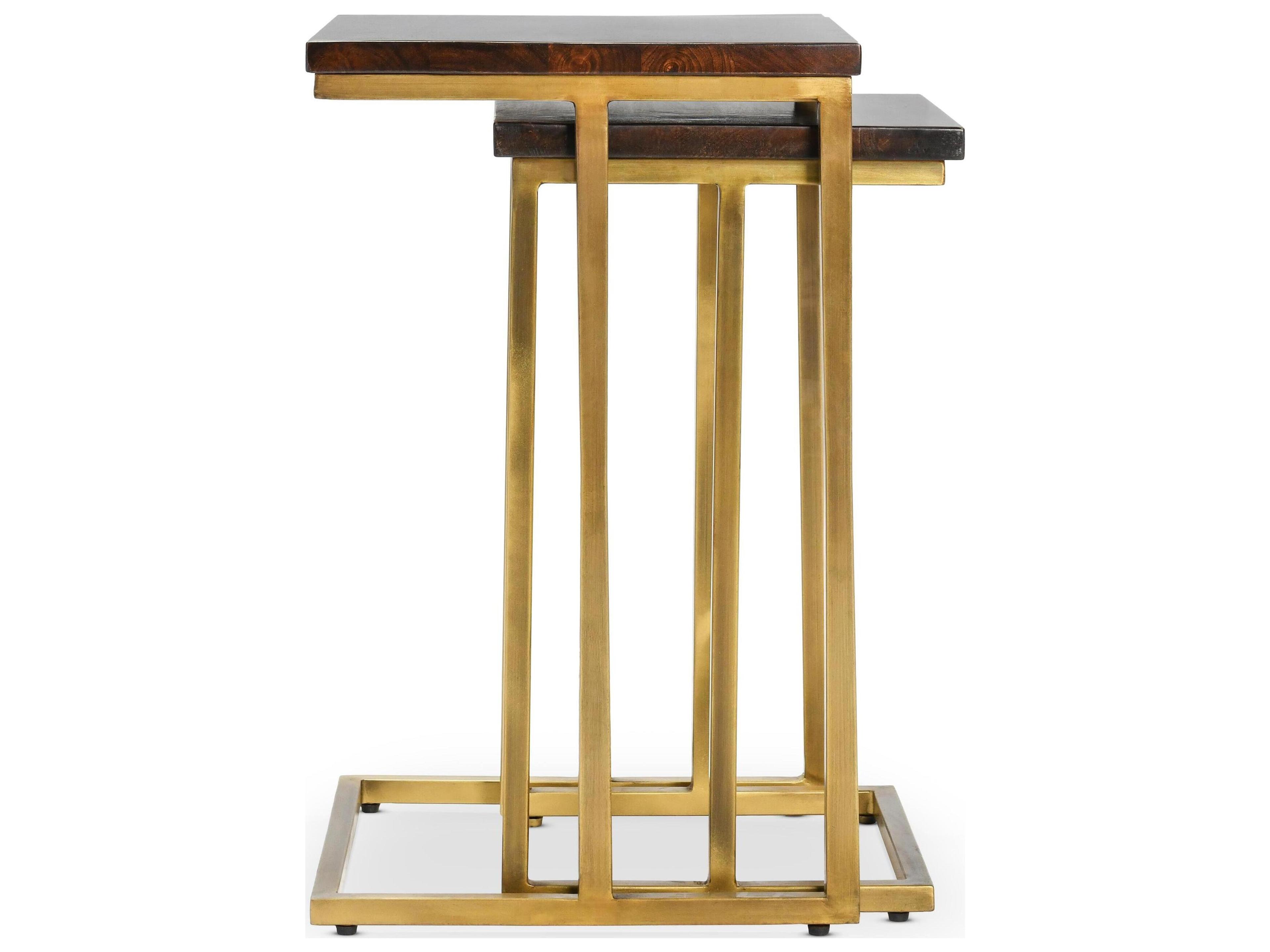 Lindt Square Wood Top Hand Ed In Dark Brown End Table
