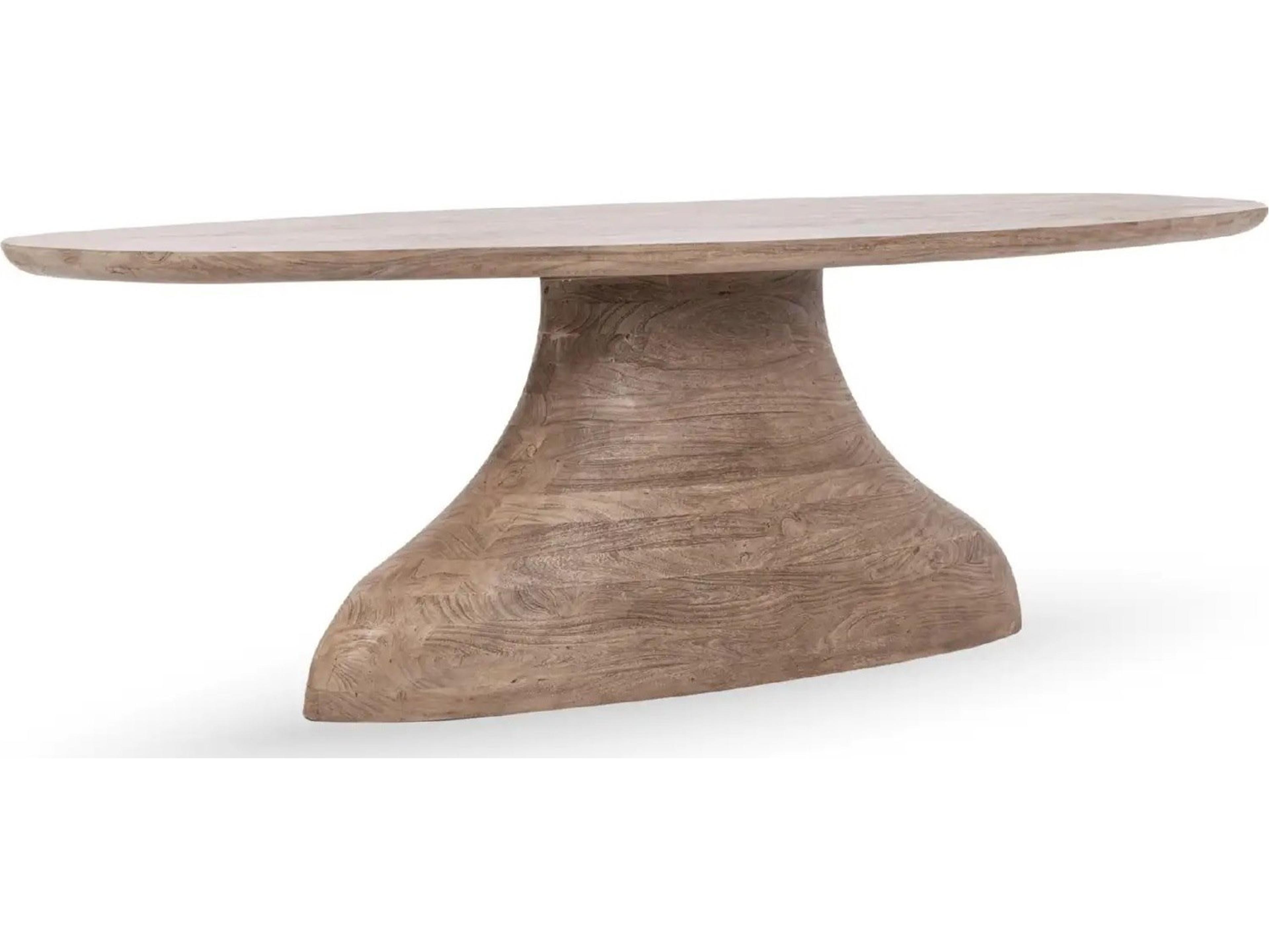 Amra Oval Wood Sandstone Greige Dining Table