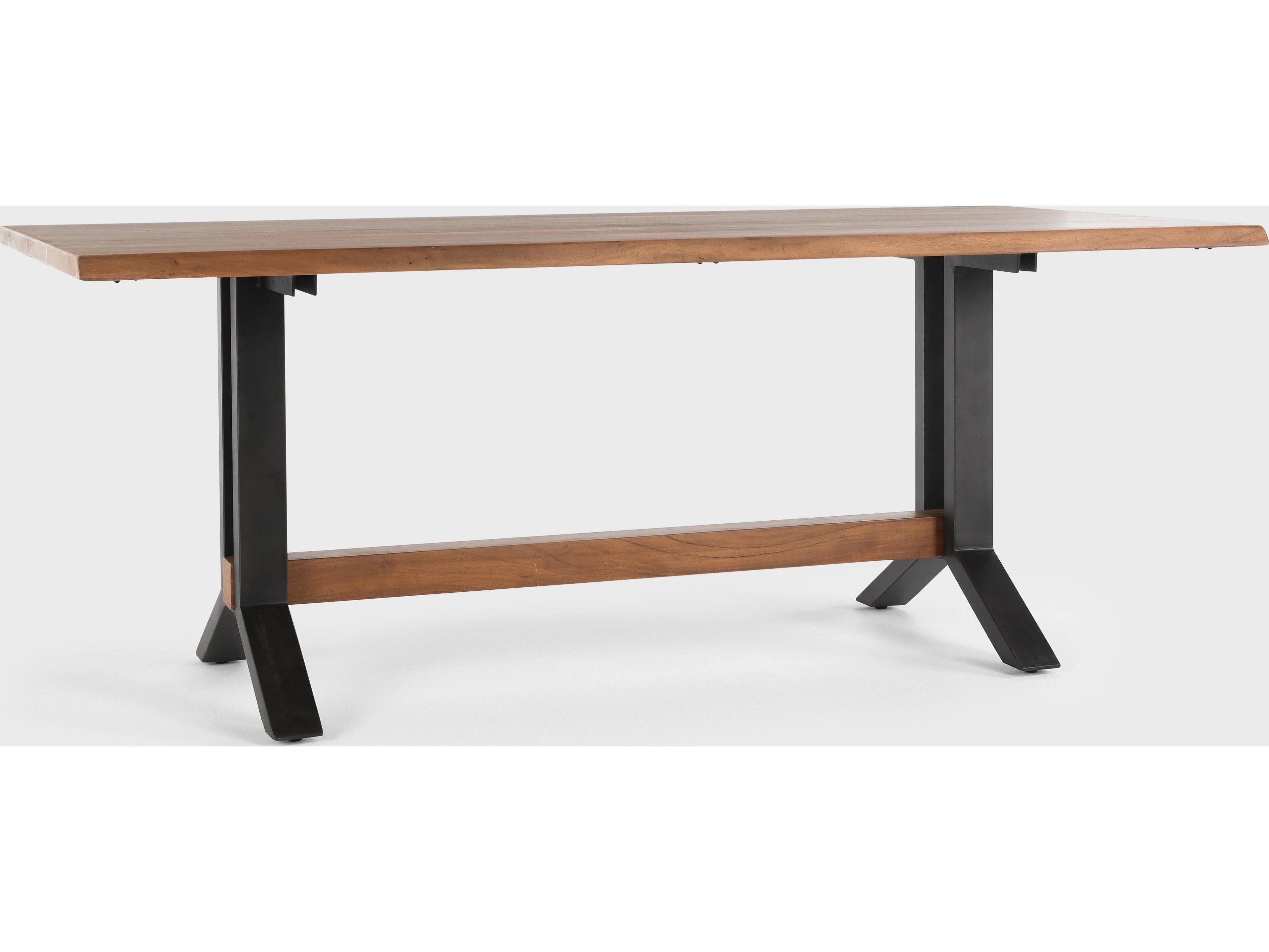 Bellamy Rectangular Wood Amber Brown Dining Table