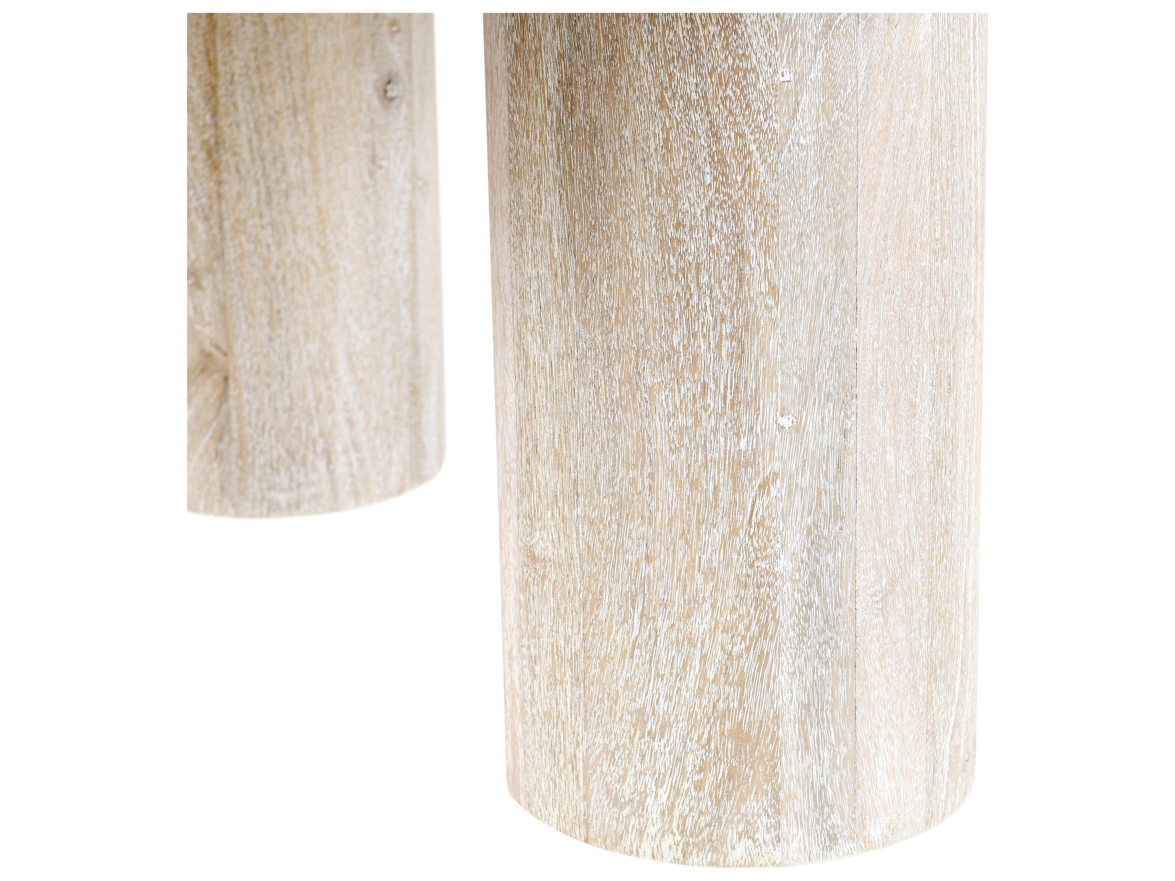 Classic Home Beau Round Wood White Washed Coffee Table