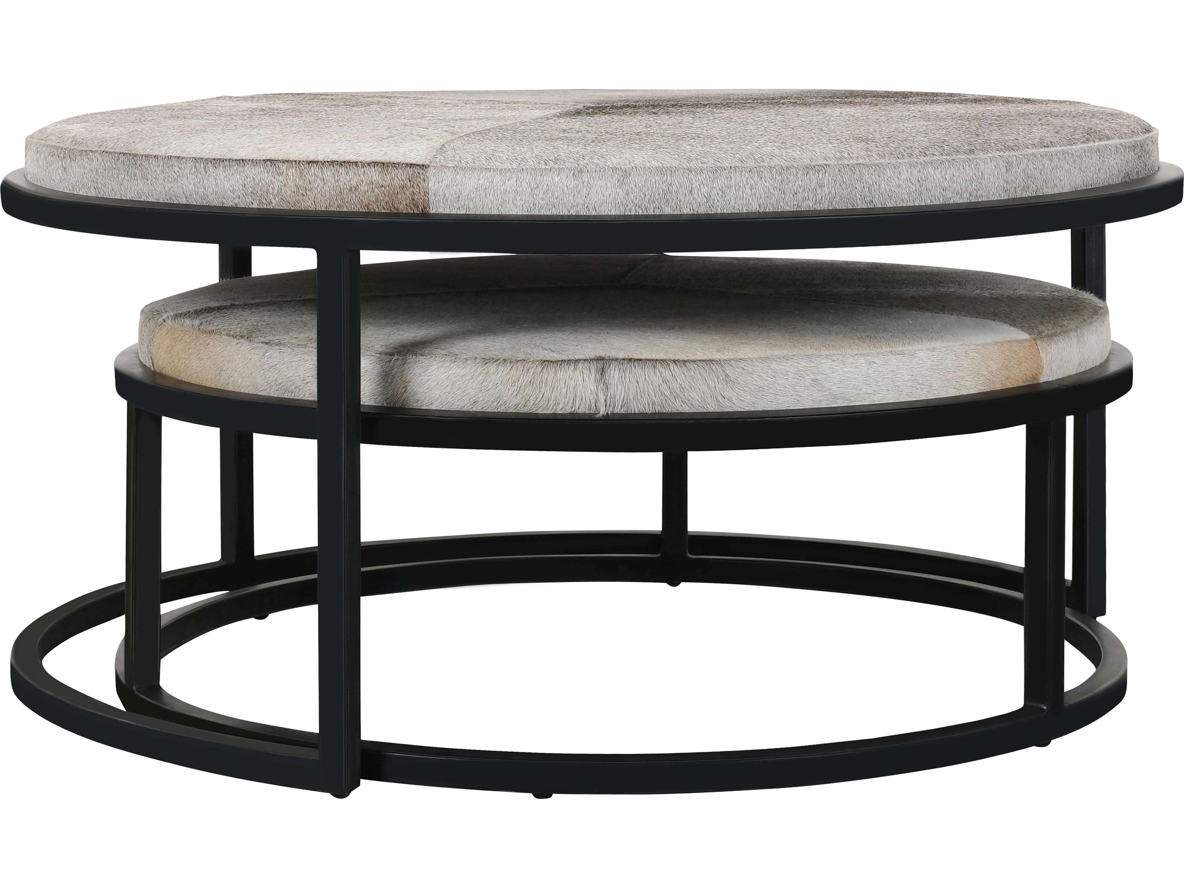 Hayword Round Fabric Sparrow Gray Coffee Table Set of 2