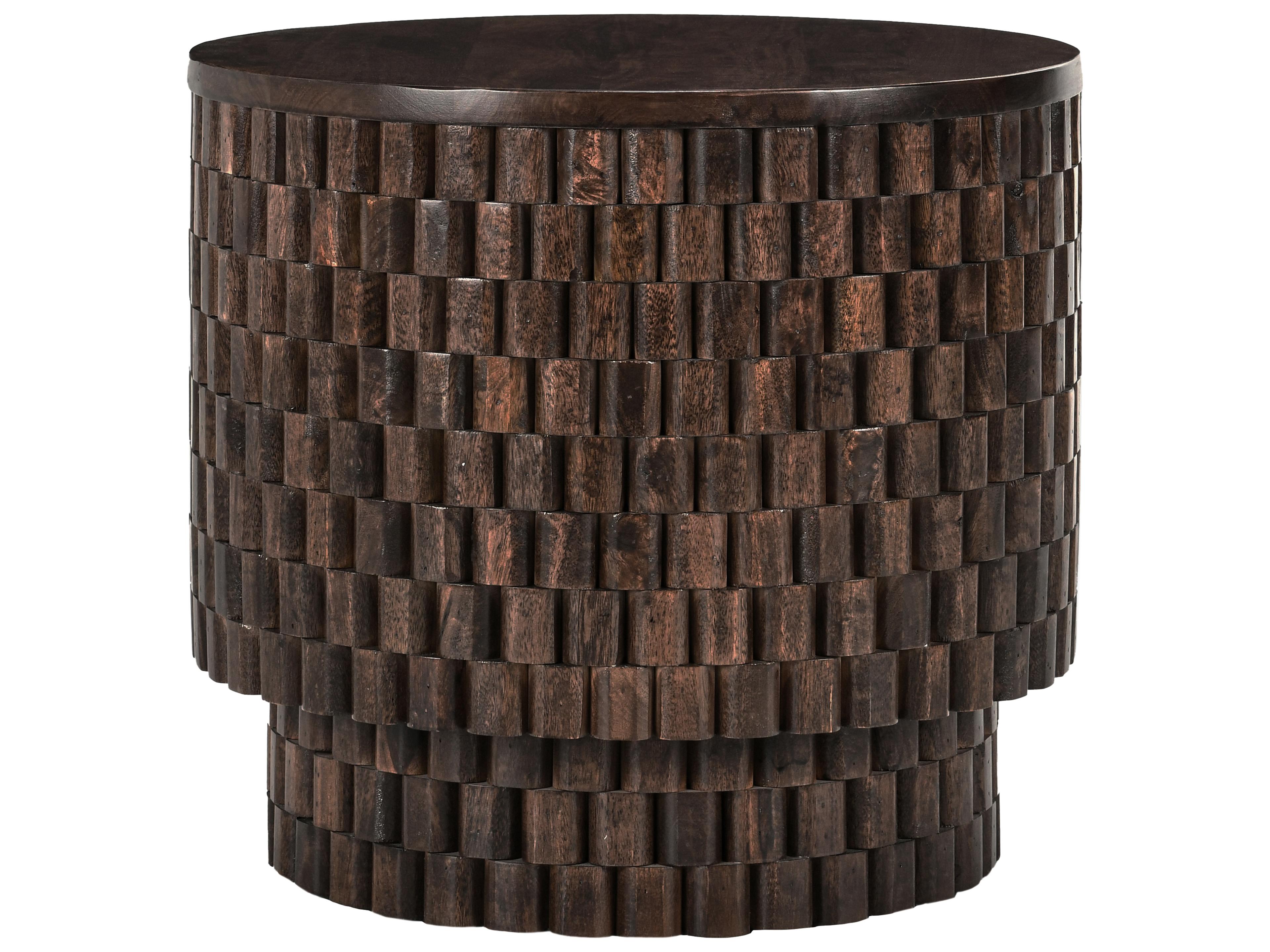 Norwood Round Wood Brown End Table