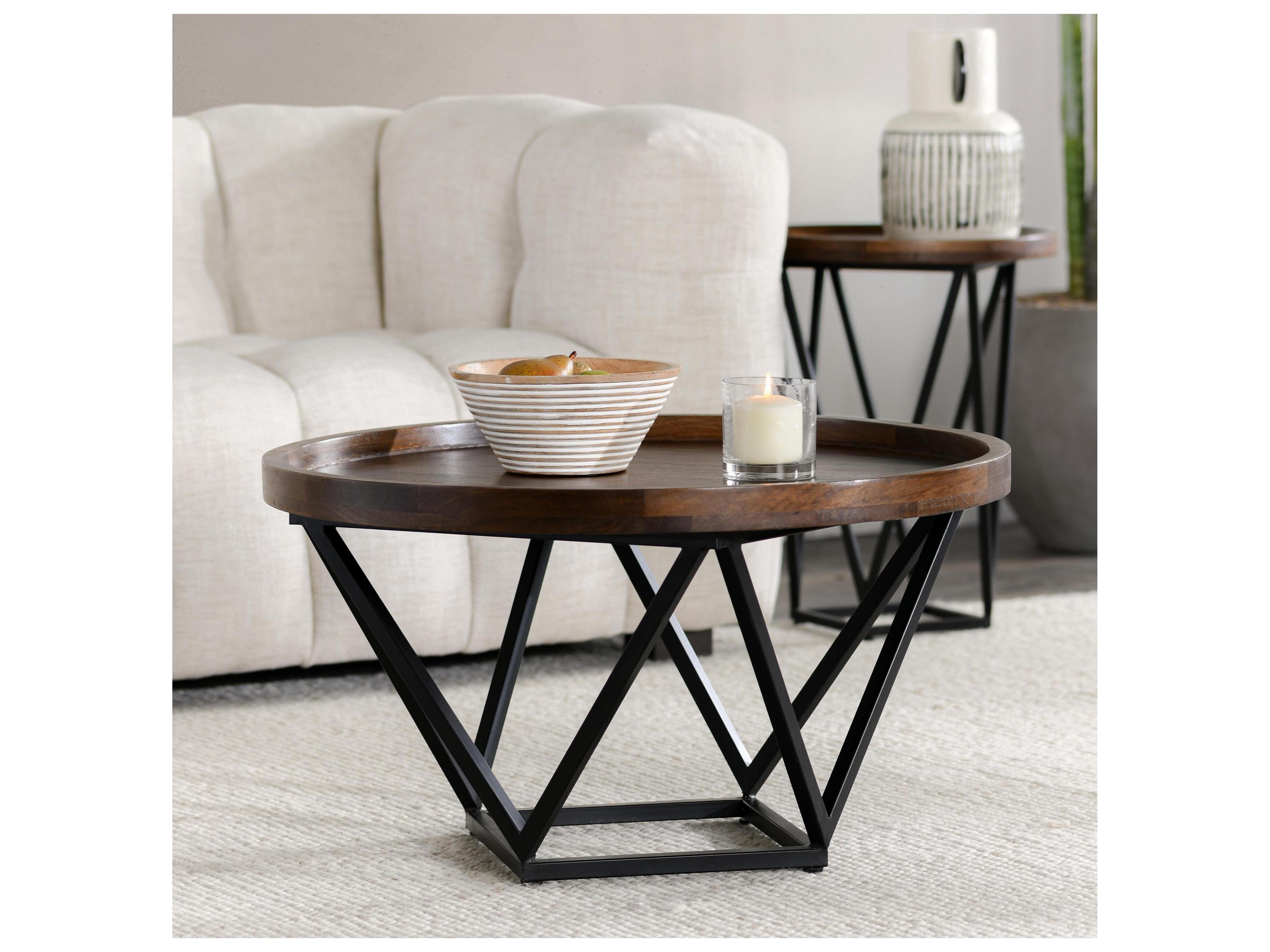 Classic Home Lamar Round Wood Brown Coffee Table