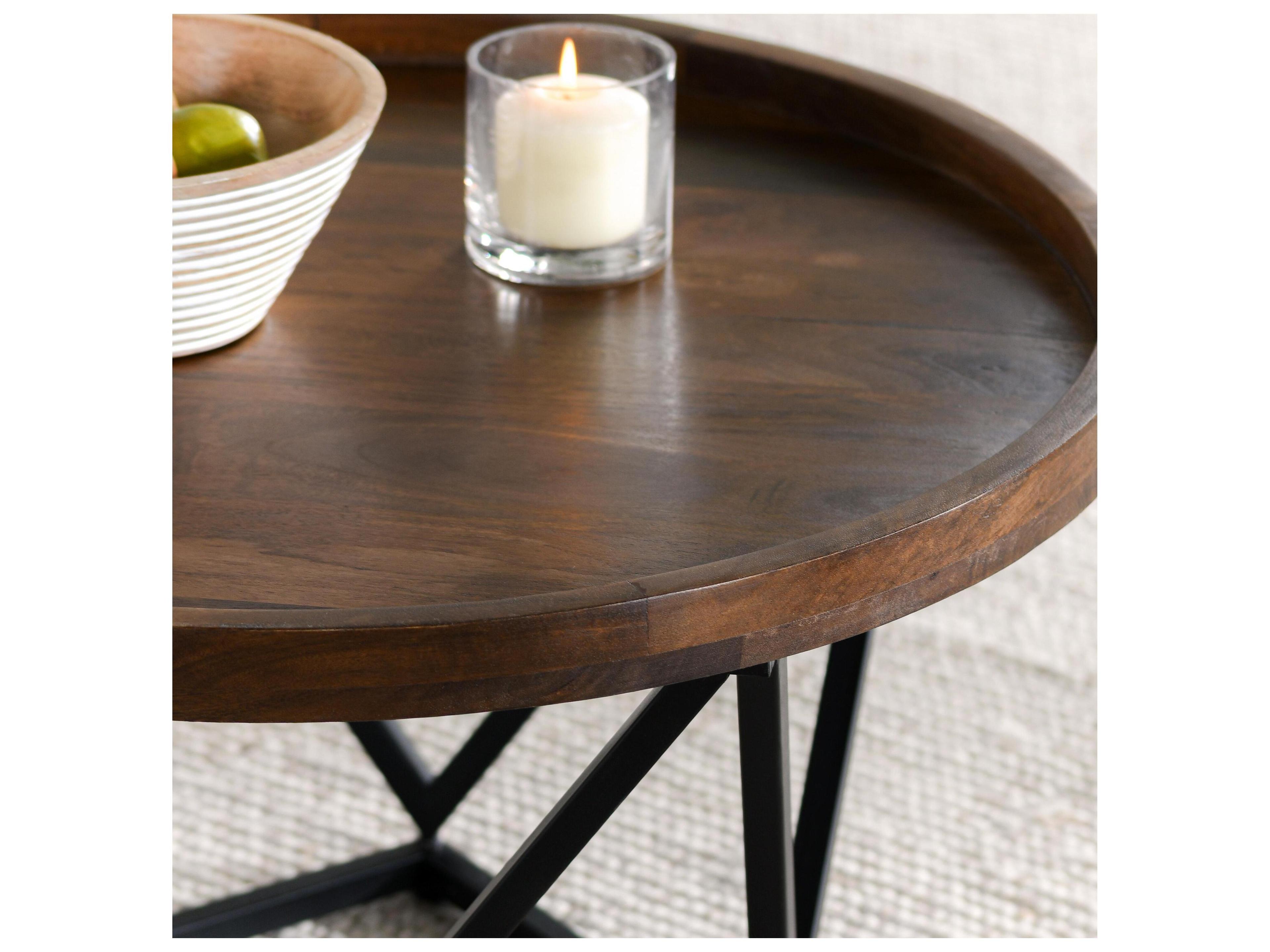 Classic Home Lamar Round Wood Brown Coffee Table