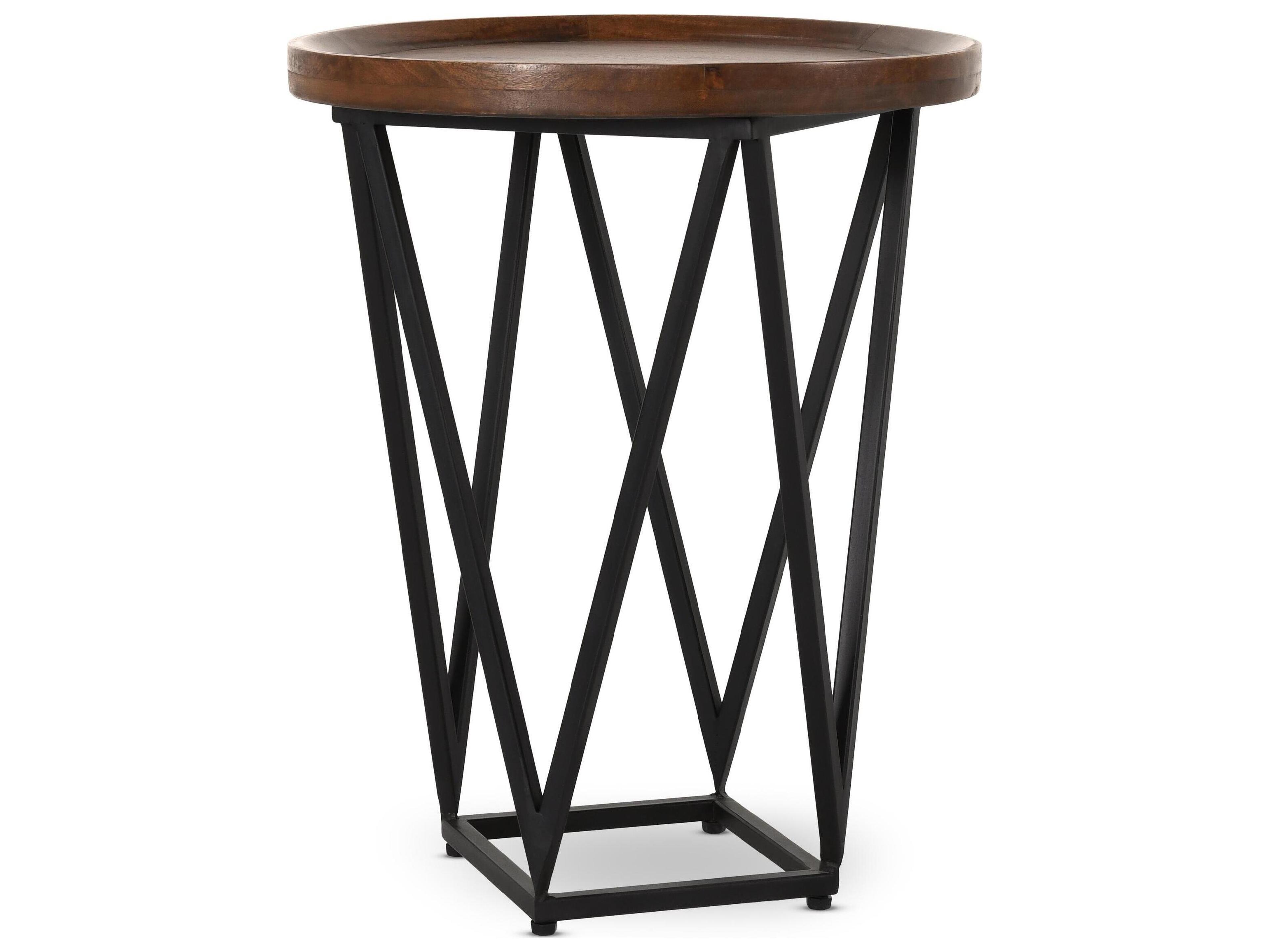 Lamar Round Wood Brown End Table