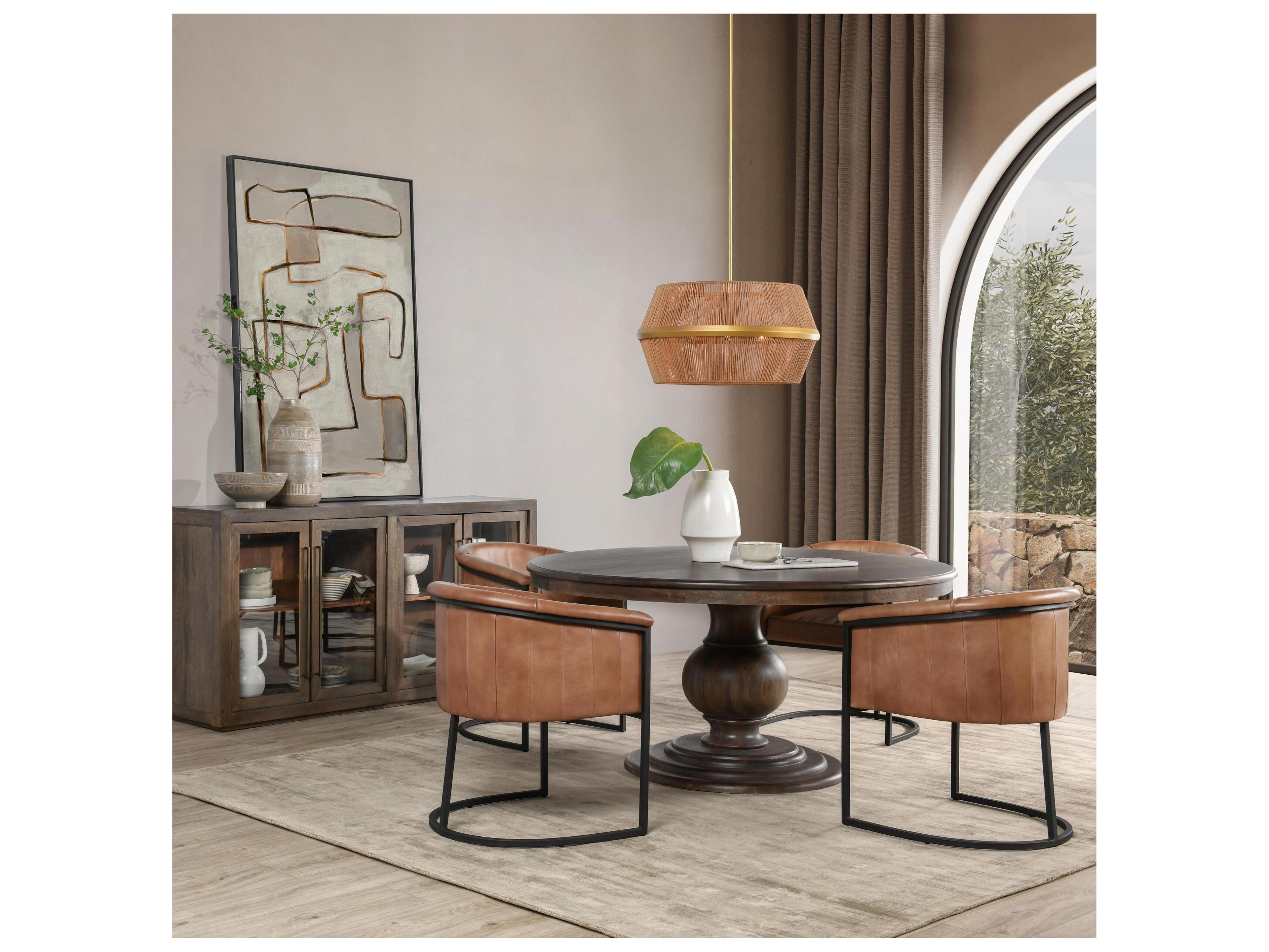 Classic Home Brookside Round Wood Cocoa Brown Dining Table