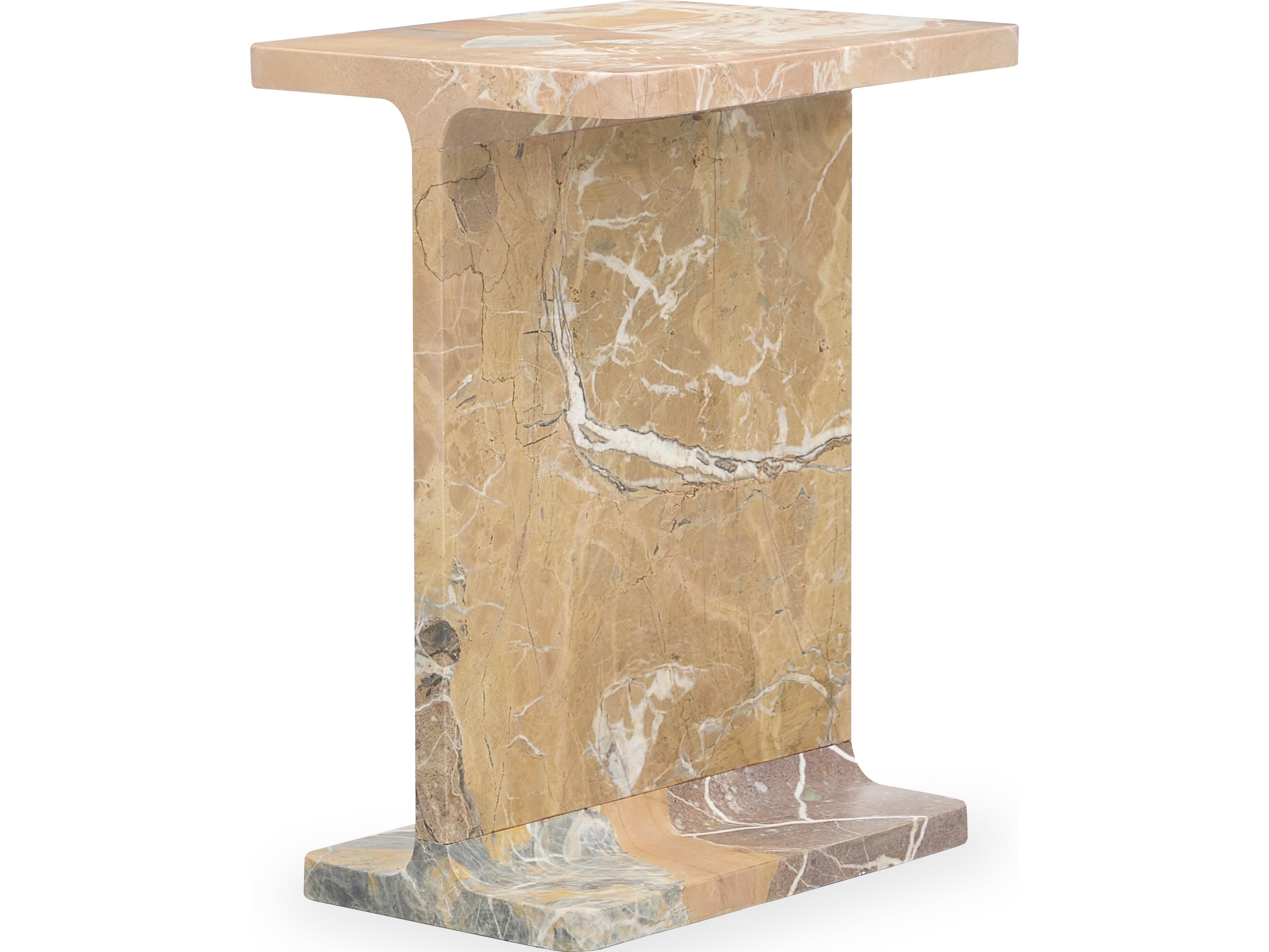 Delaney Rectangular Marble Rust Brown End Table