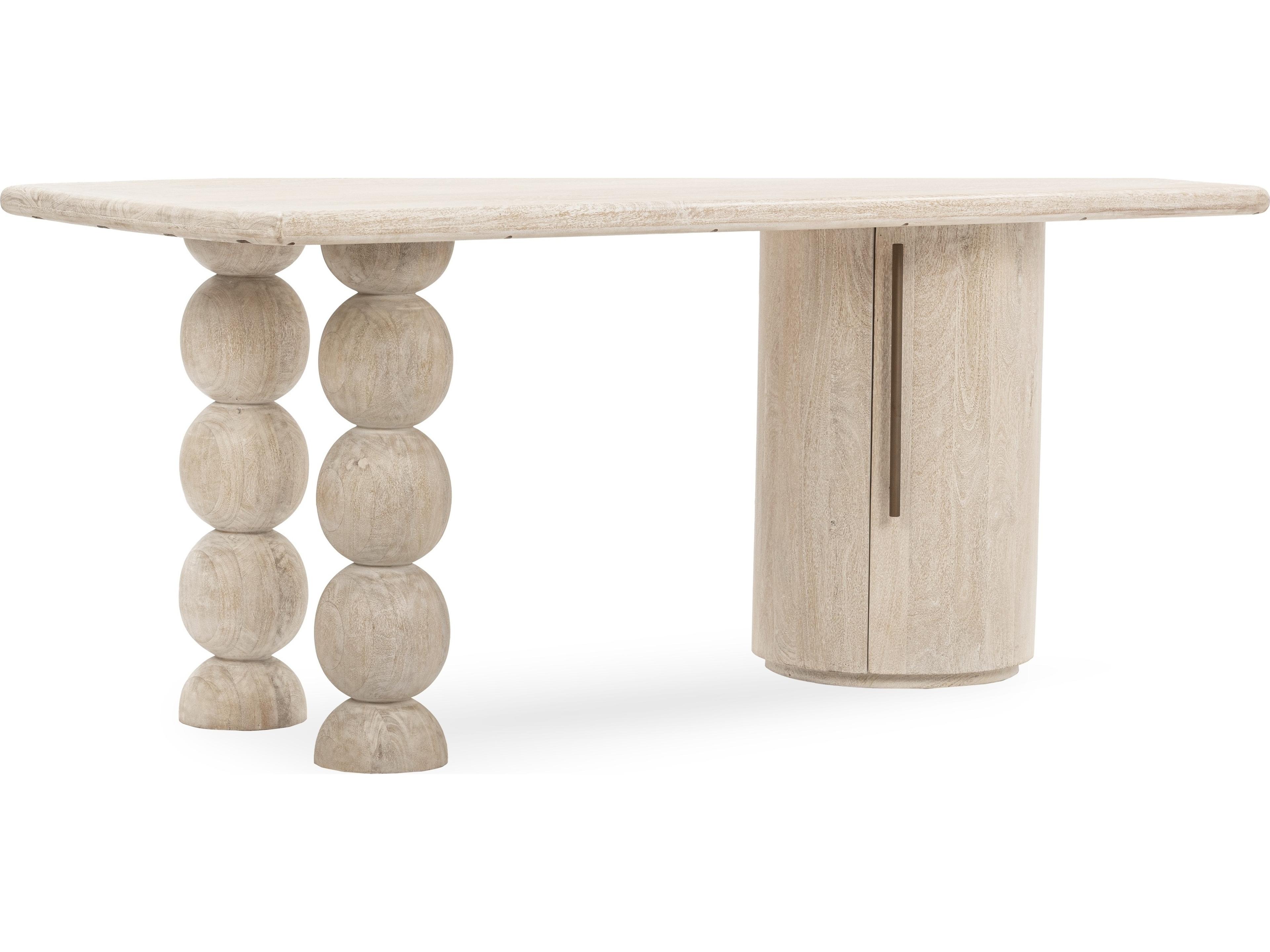 Adir Cream Beige Mango Wood Writing Desk