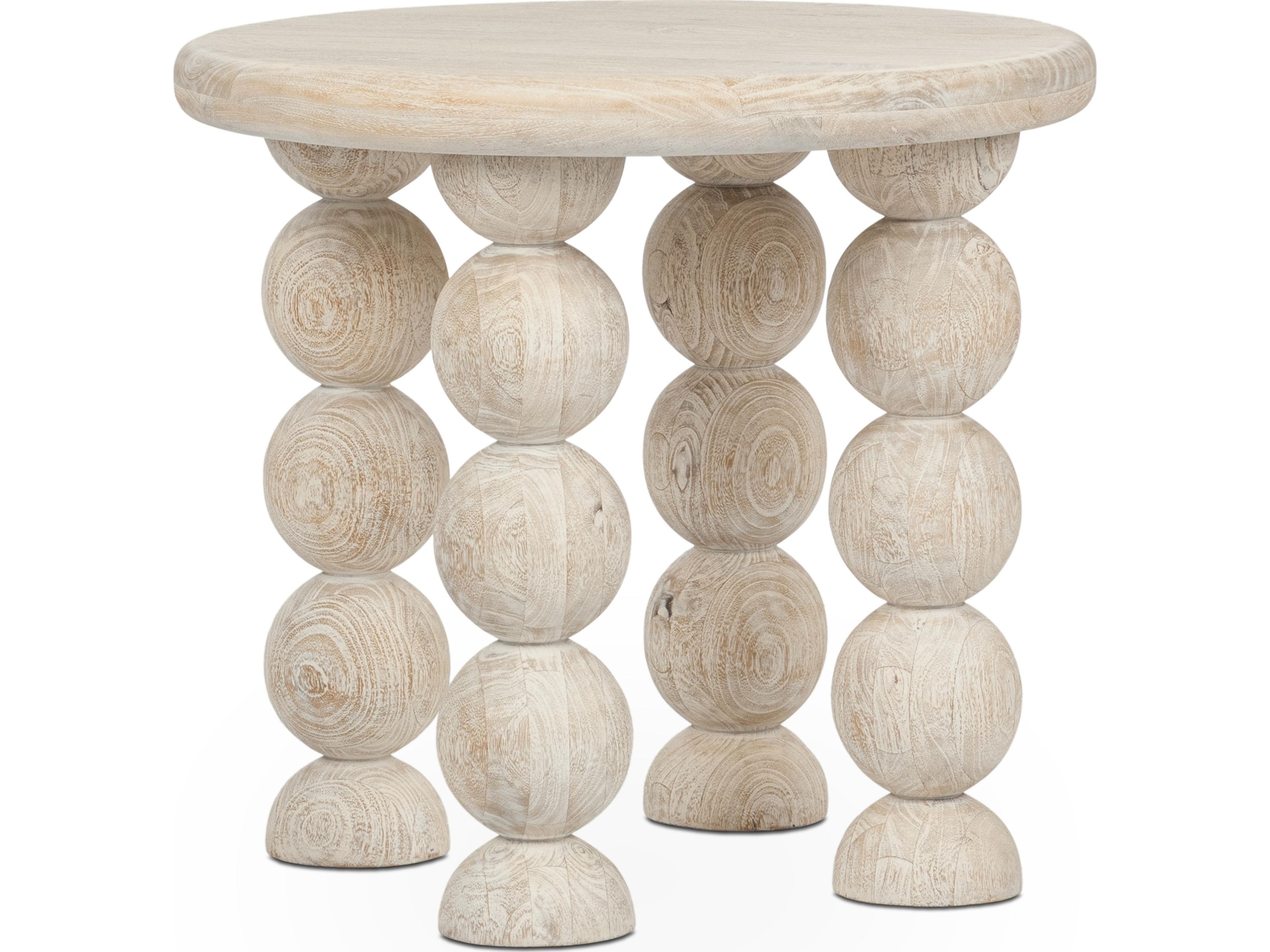 Adir Round Wood Cream End Table