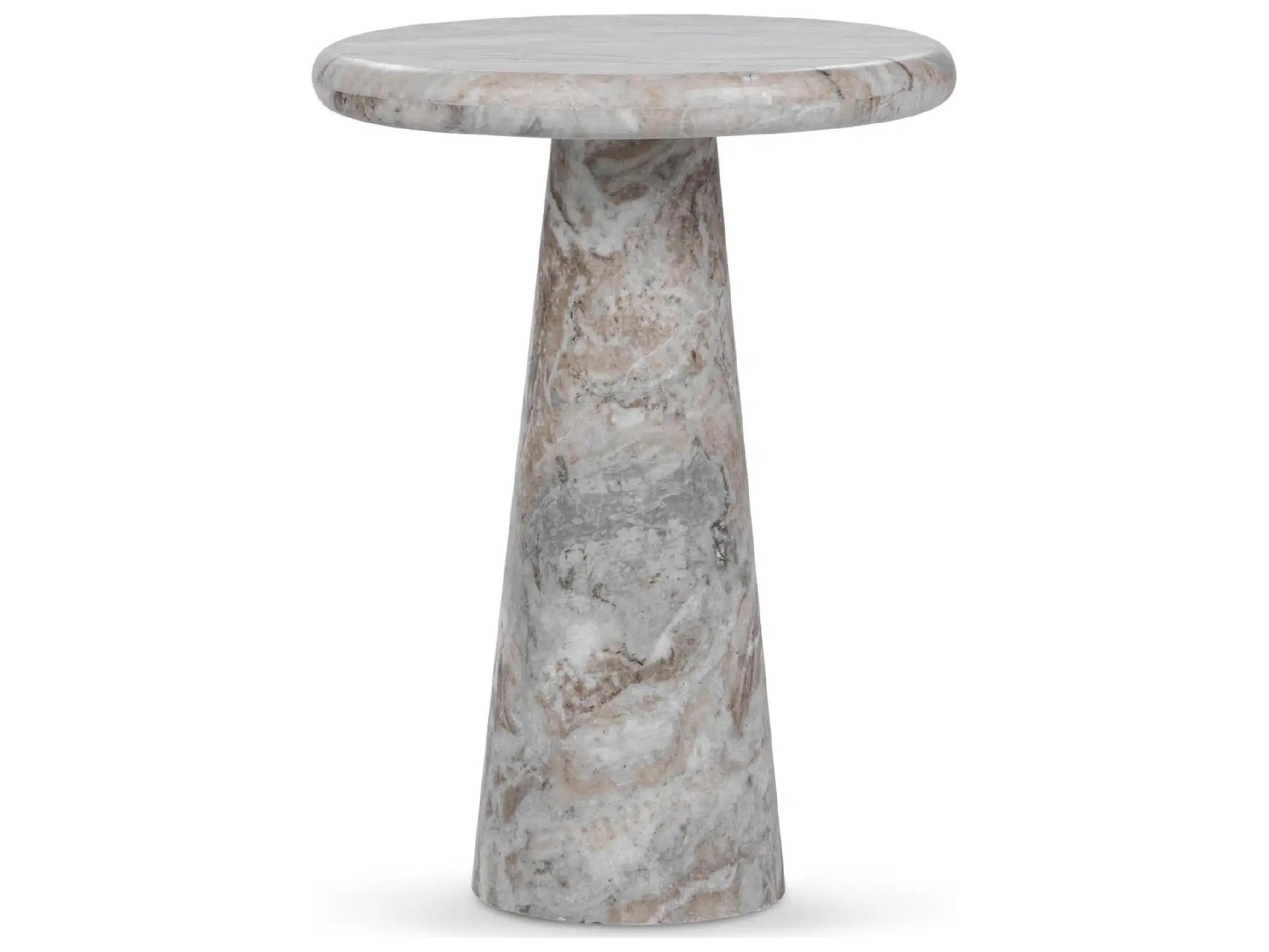Huxley Round Marble Rusty Gray End Table