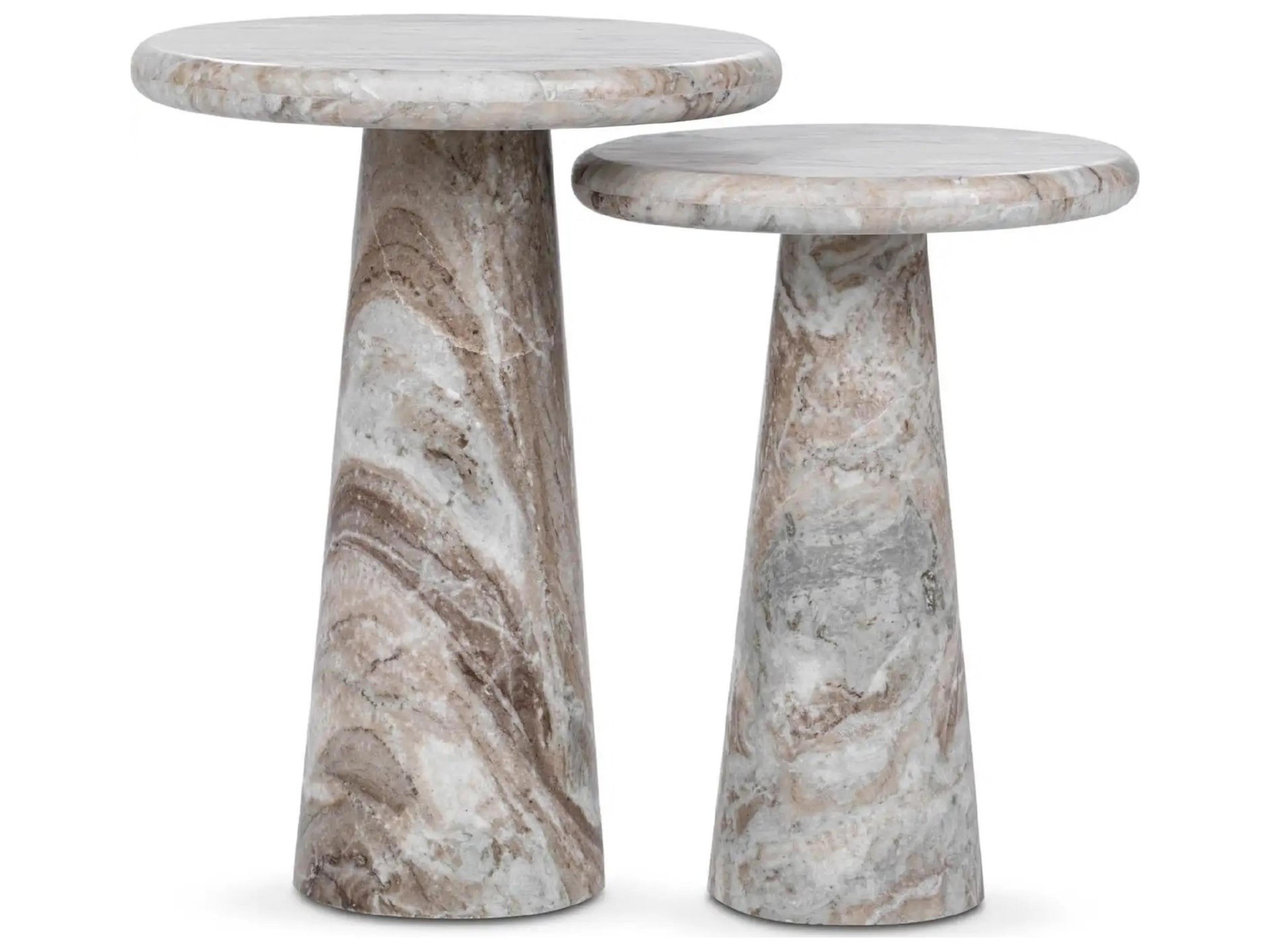 Classic Home Huxley Round Marble Rusty Gray End Table