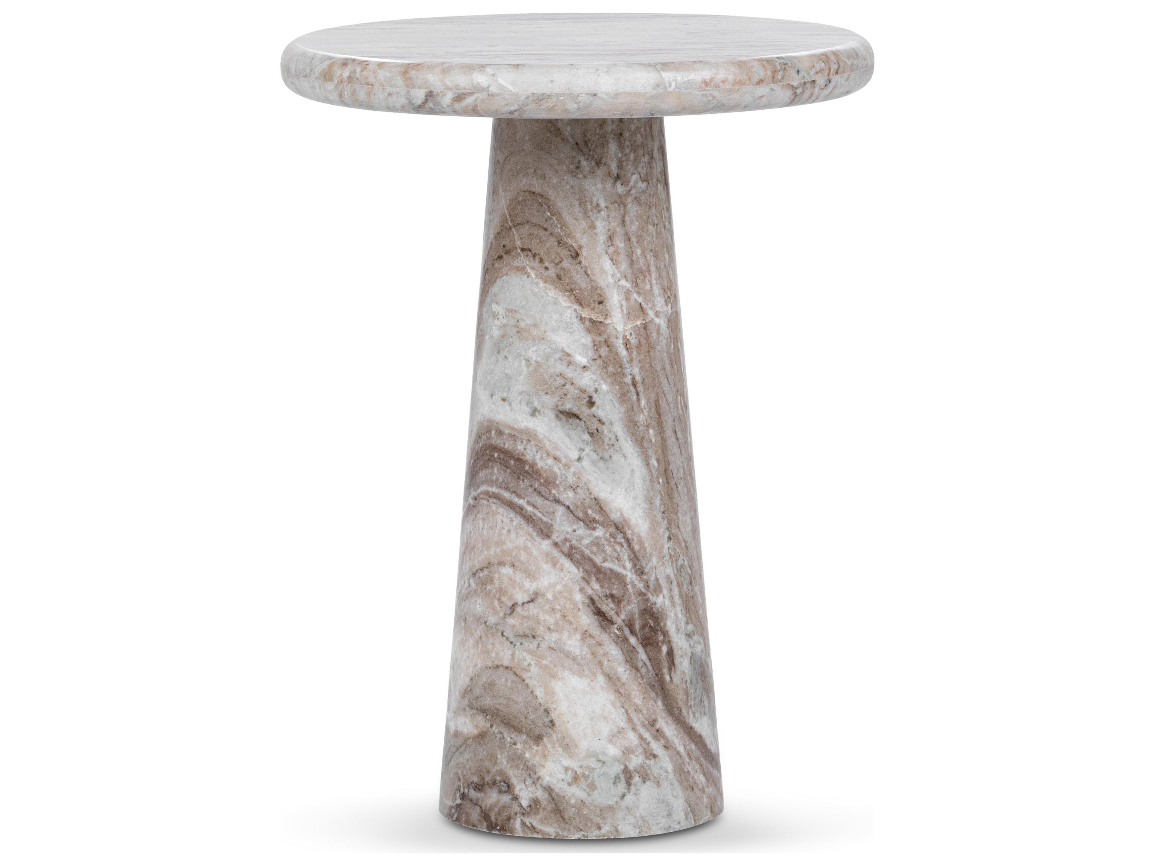 Huxley Round Faux Marble Rusty Gray End Table