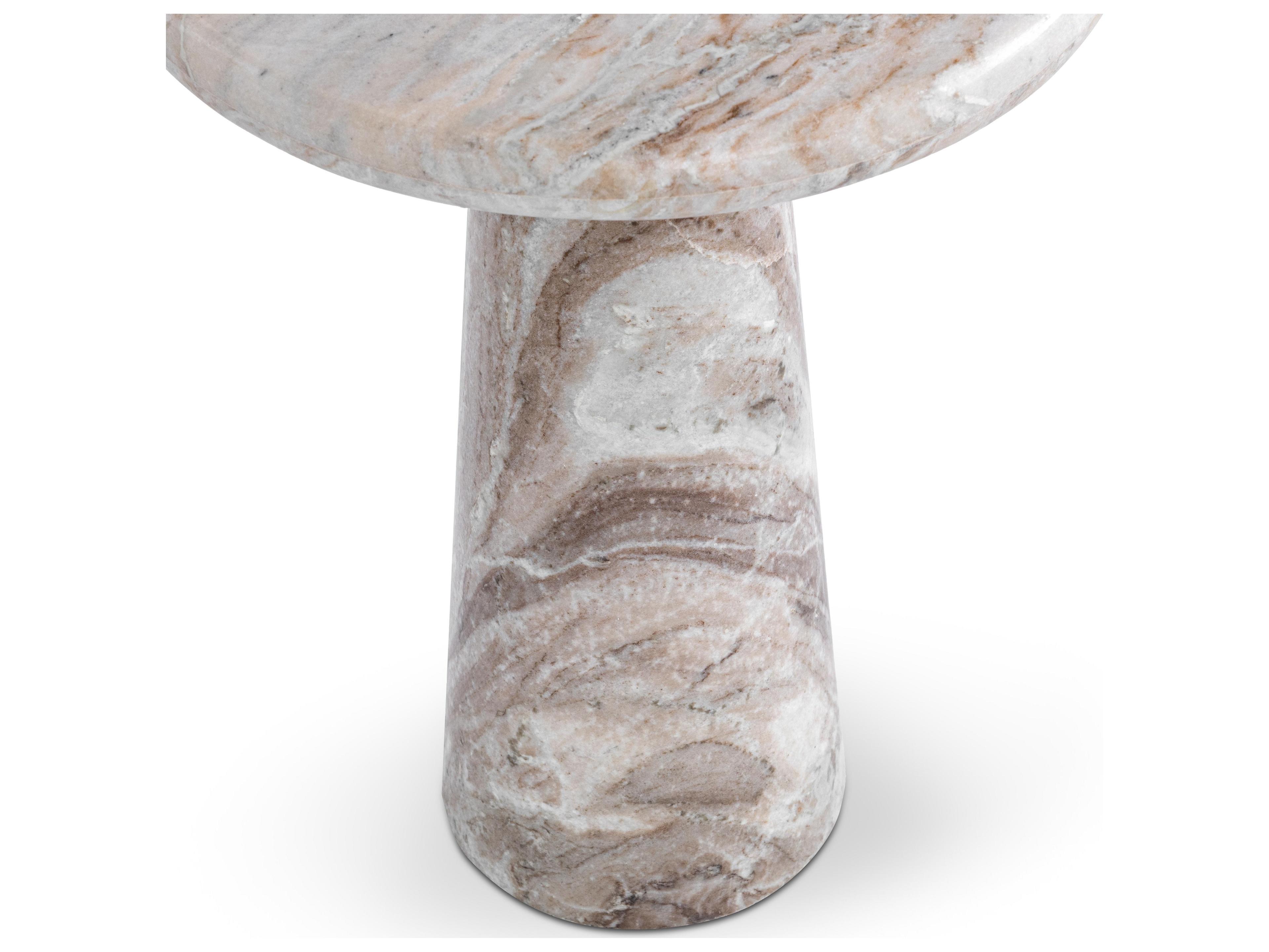 Classic Home Huxley Round Faux Marble Rusty Gray End Table