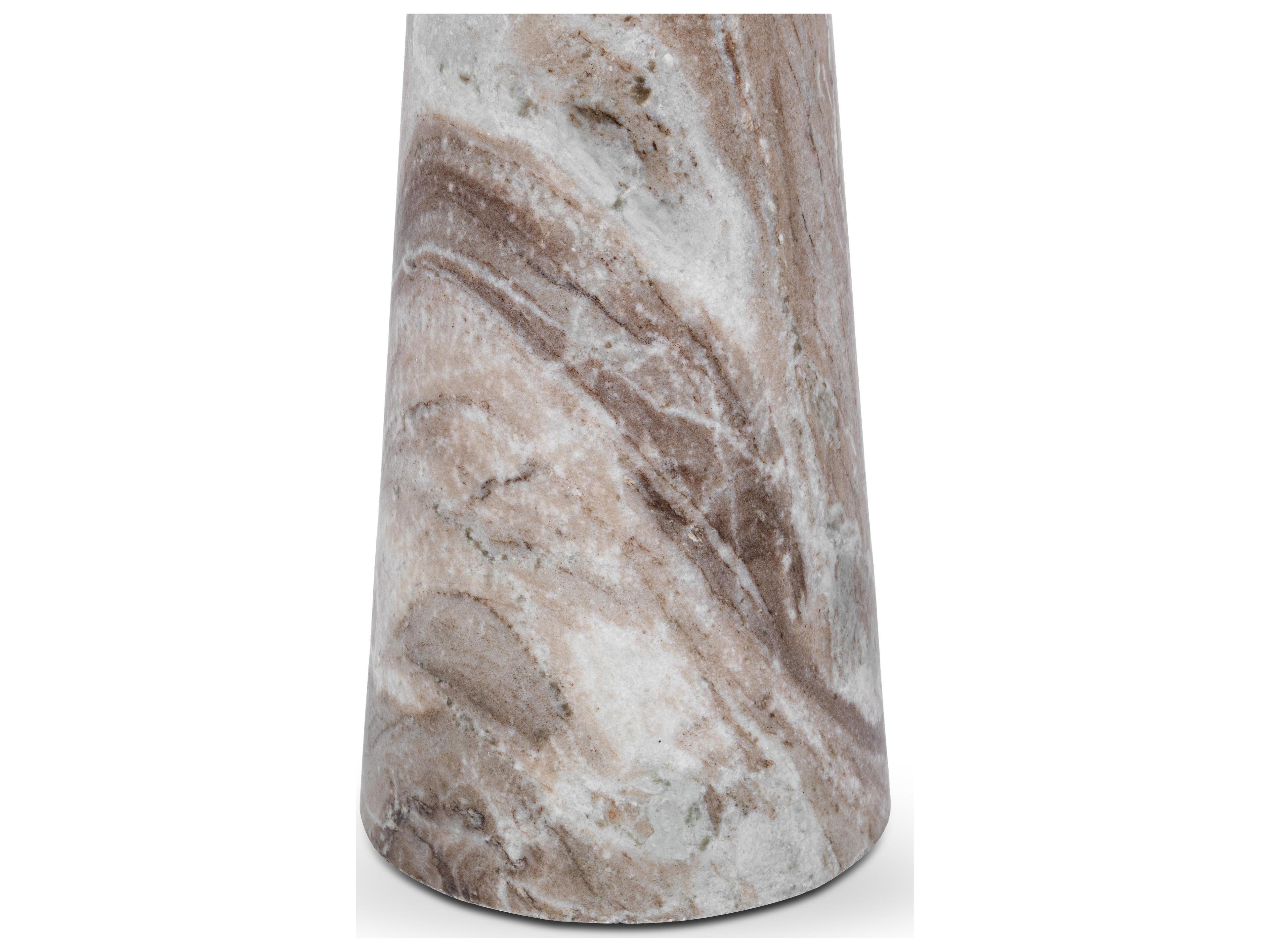 Classic Home Huxley Round Faux Marble Rusty Gray End Table