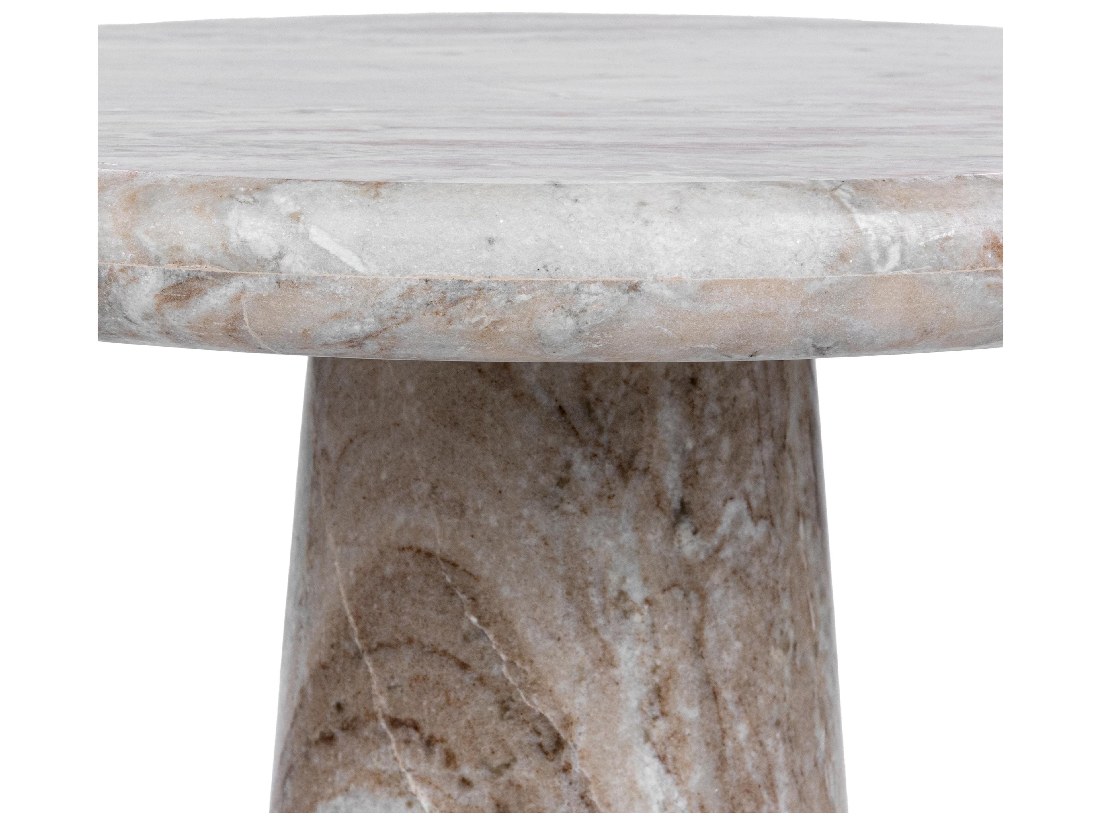 Classic Home Huxley Round Faux Marble Rusty Gray End Table