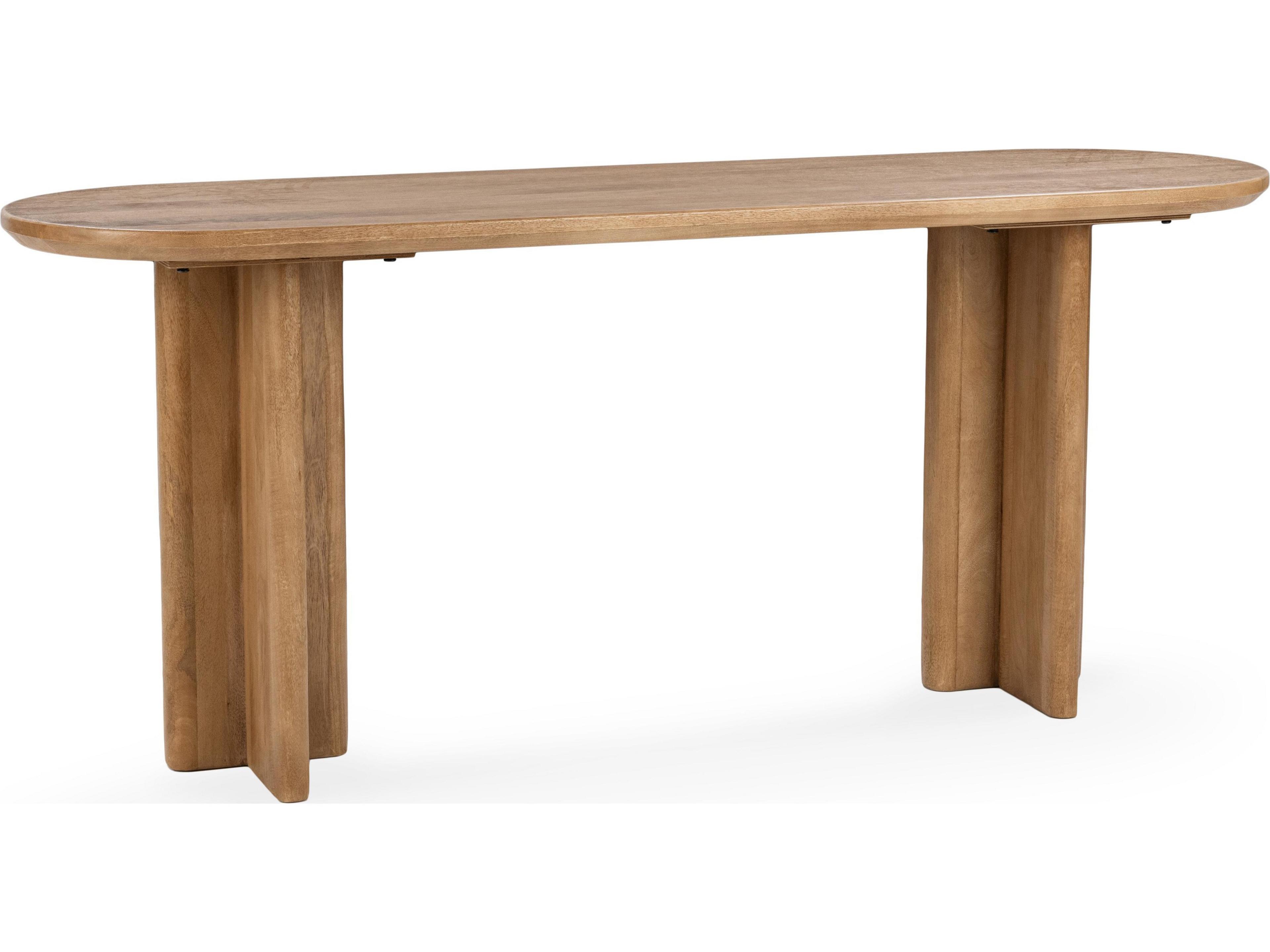 Montengo Oval Wood Natural Maple Console Table