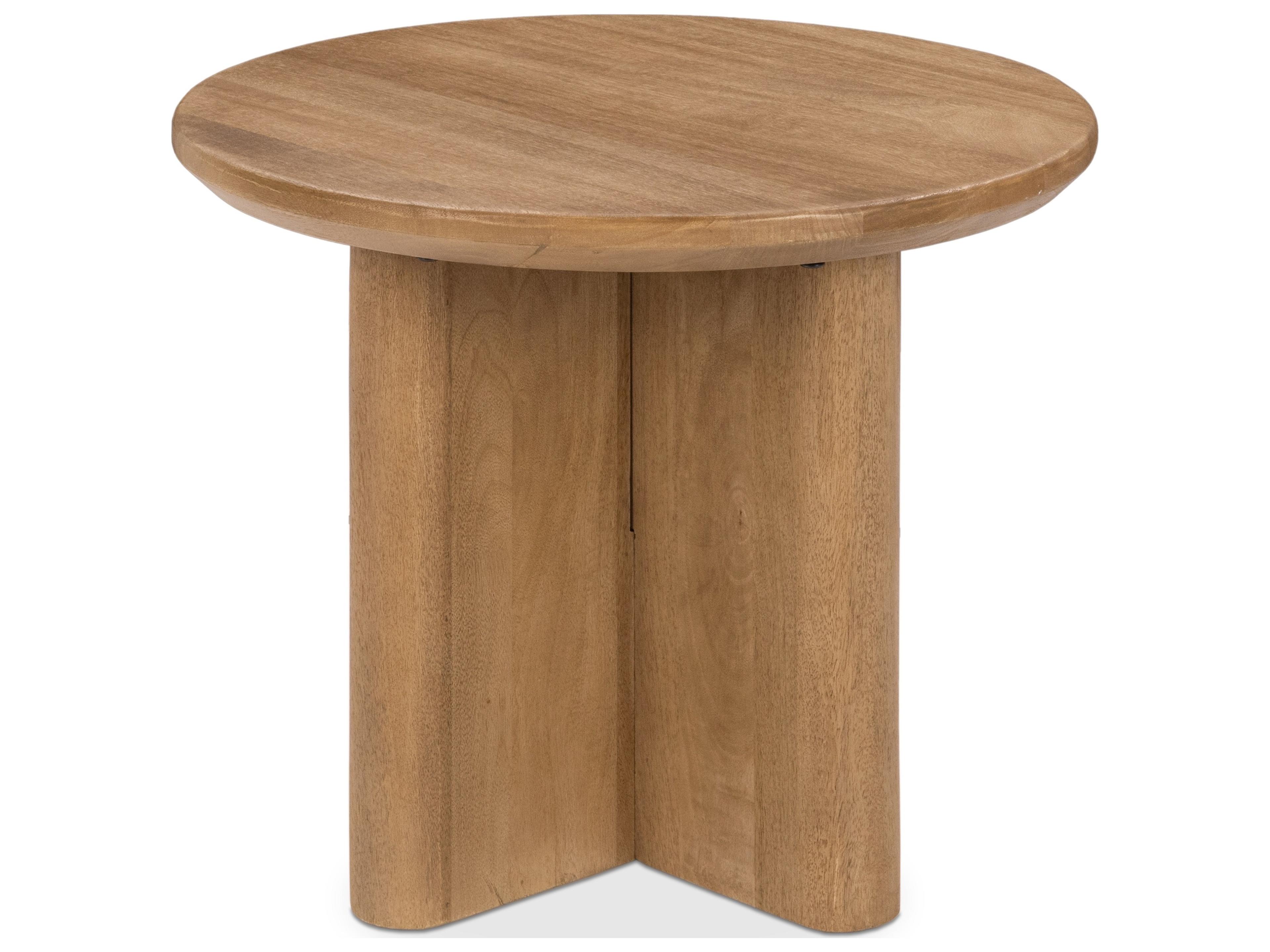 Classic Home Montengo Round Wood Natural Maple End Table