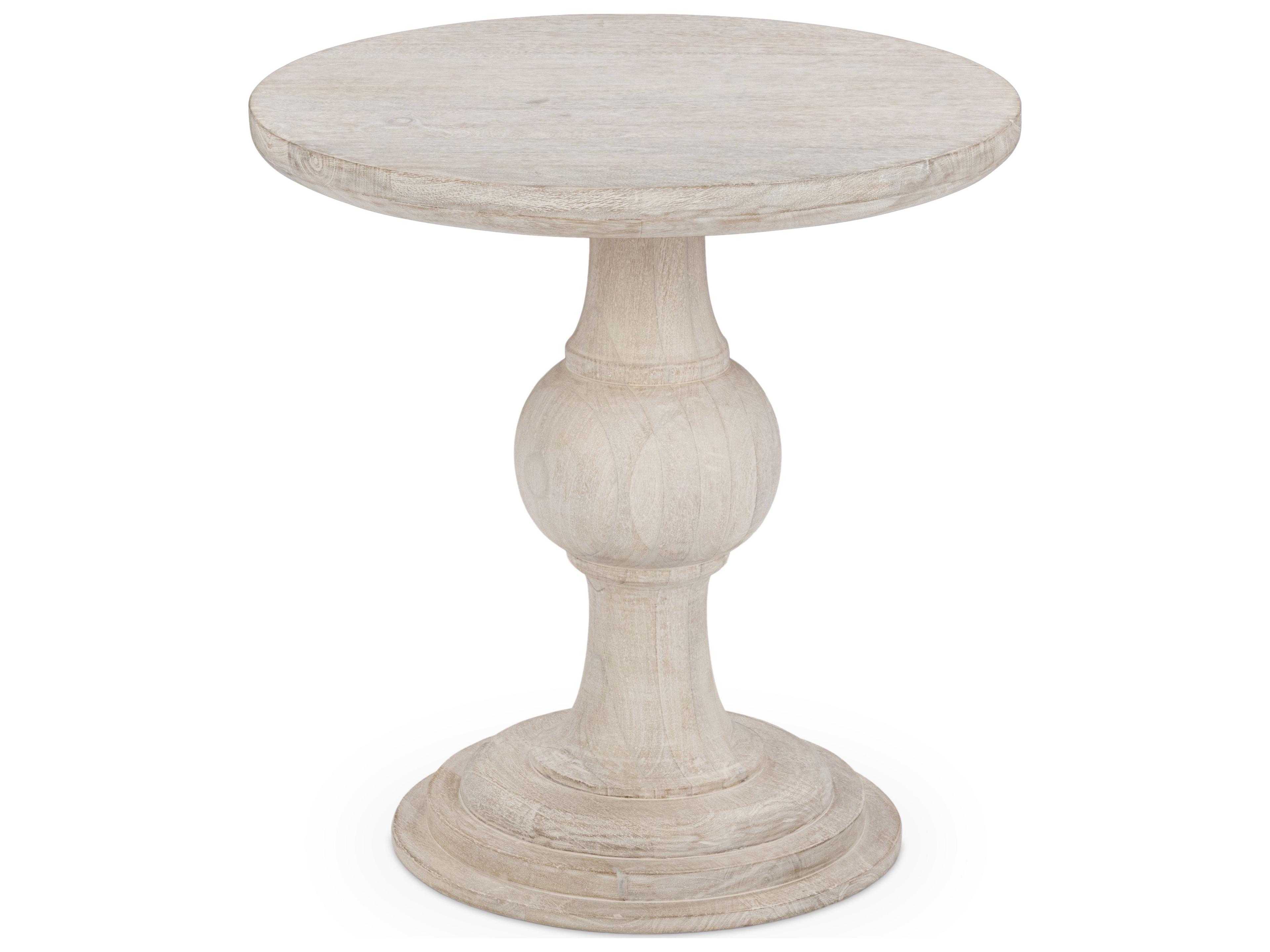 Hera Round Faux Marble Creamwood End Table
