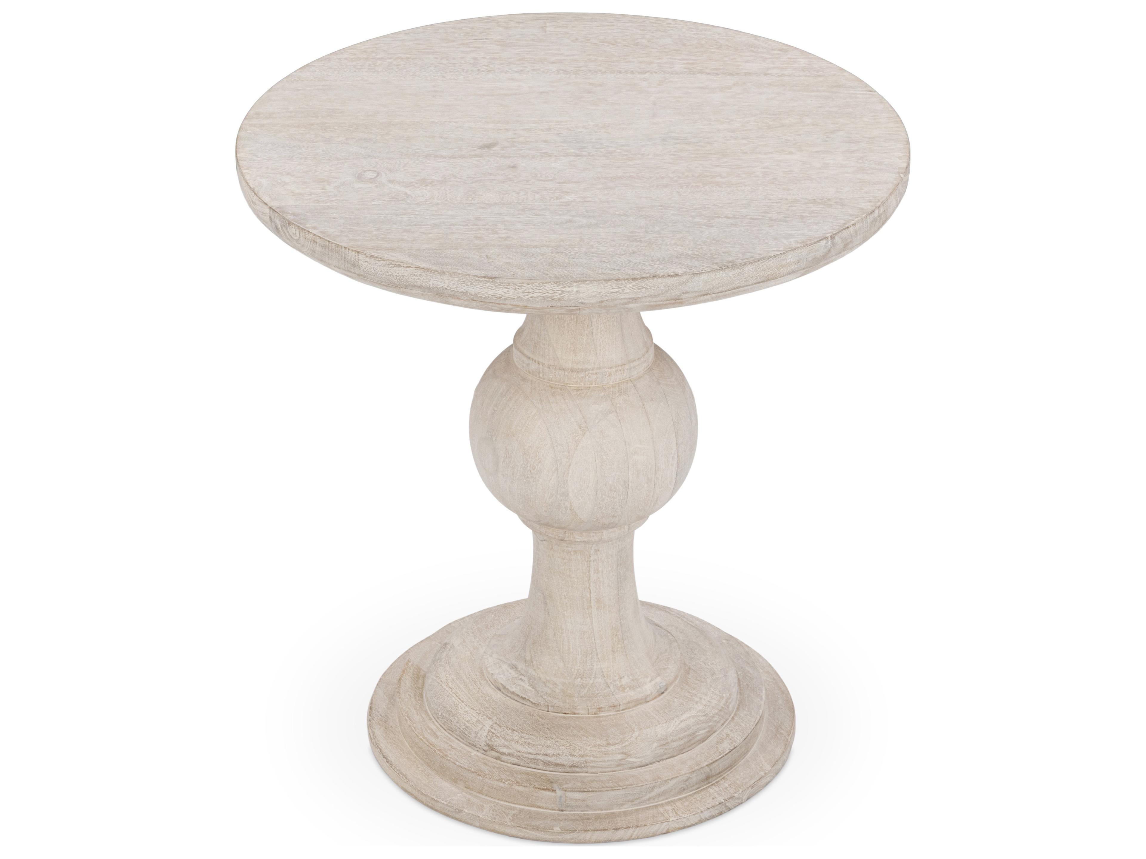 Classic Home Hera Round Faux Marble Creamwood End Table