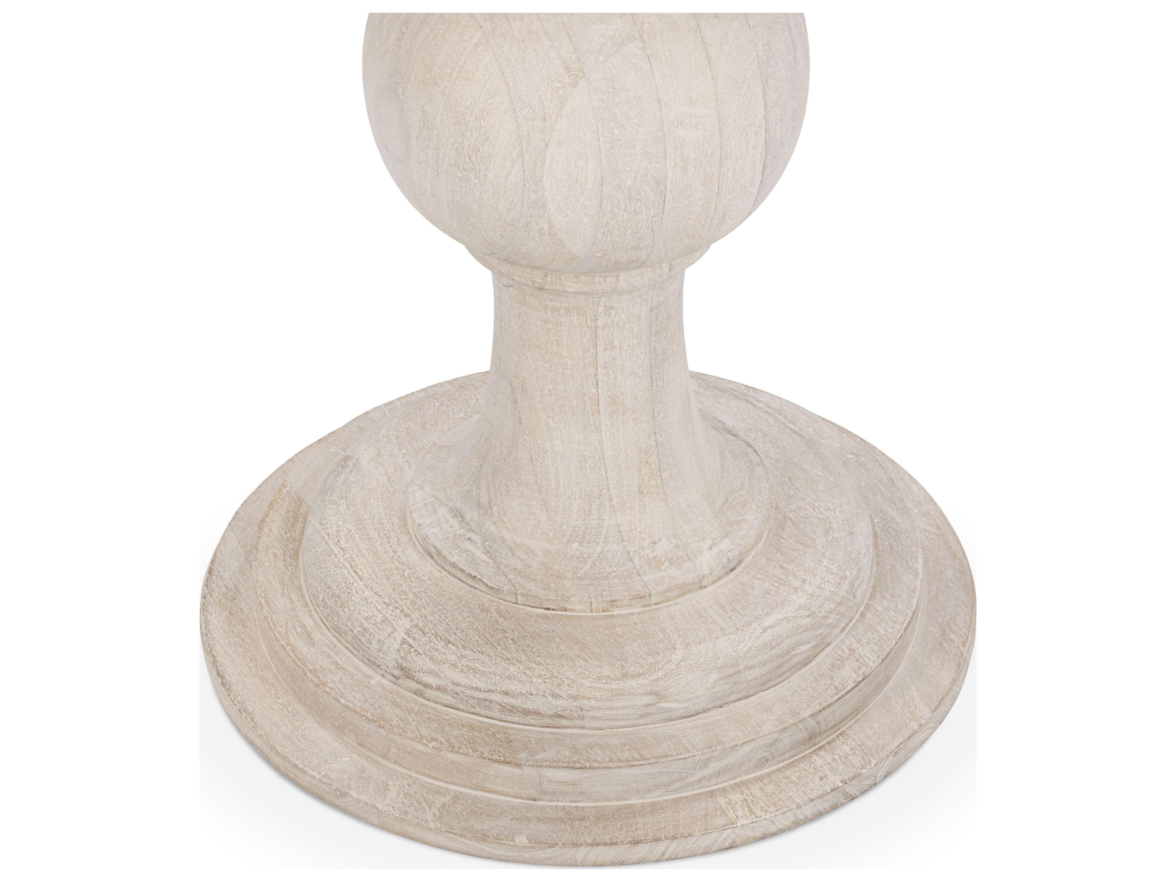 Classic Home Hera Round Faux Marble Creamwood End Table