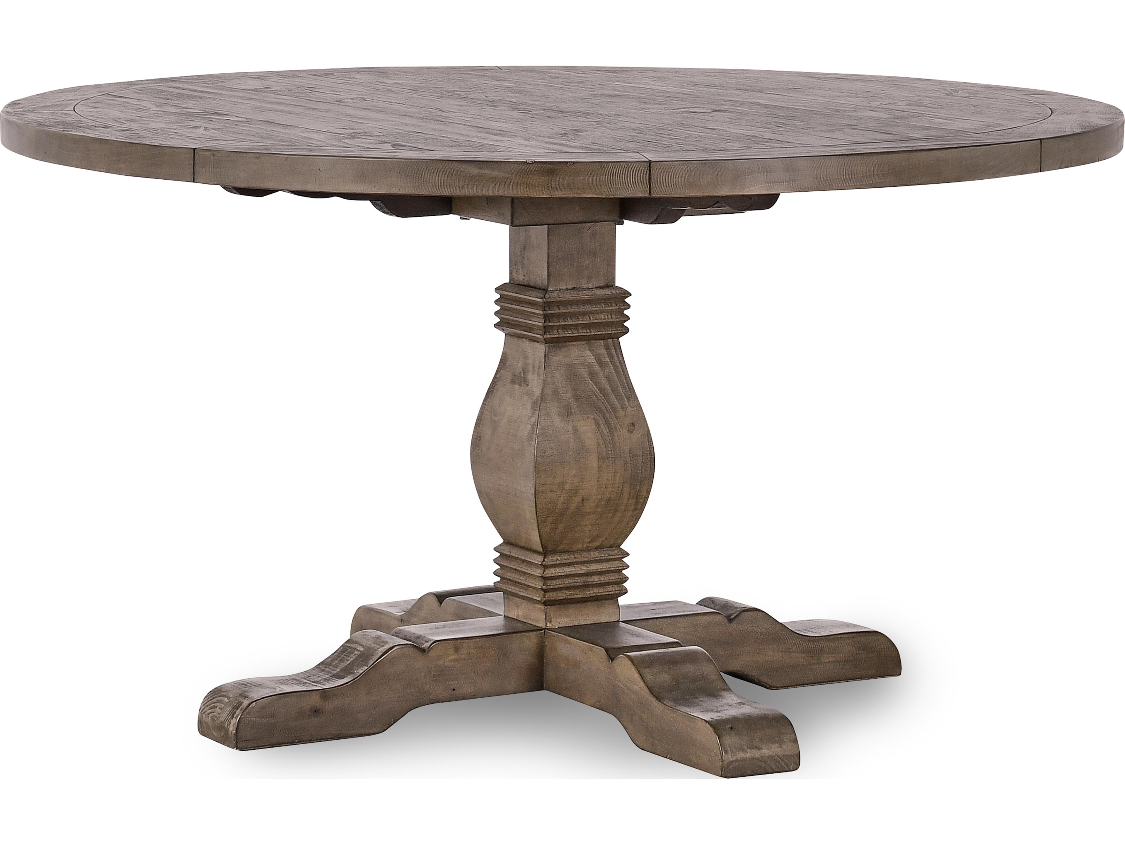 Caleb Round Wood Distressed Brown Dining Table