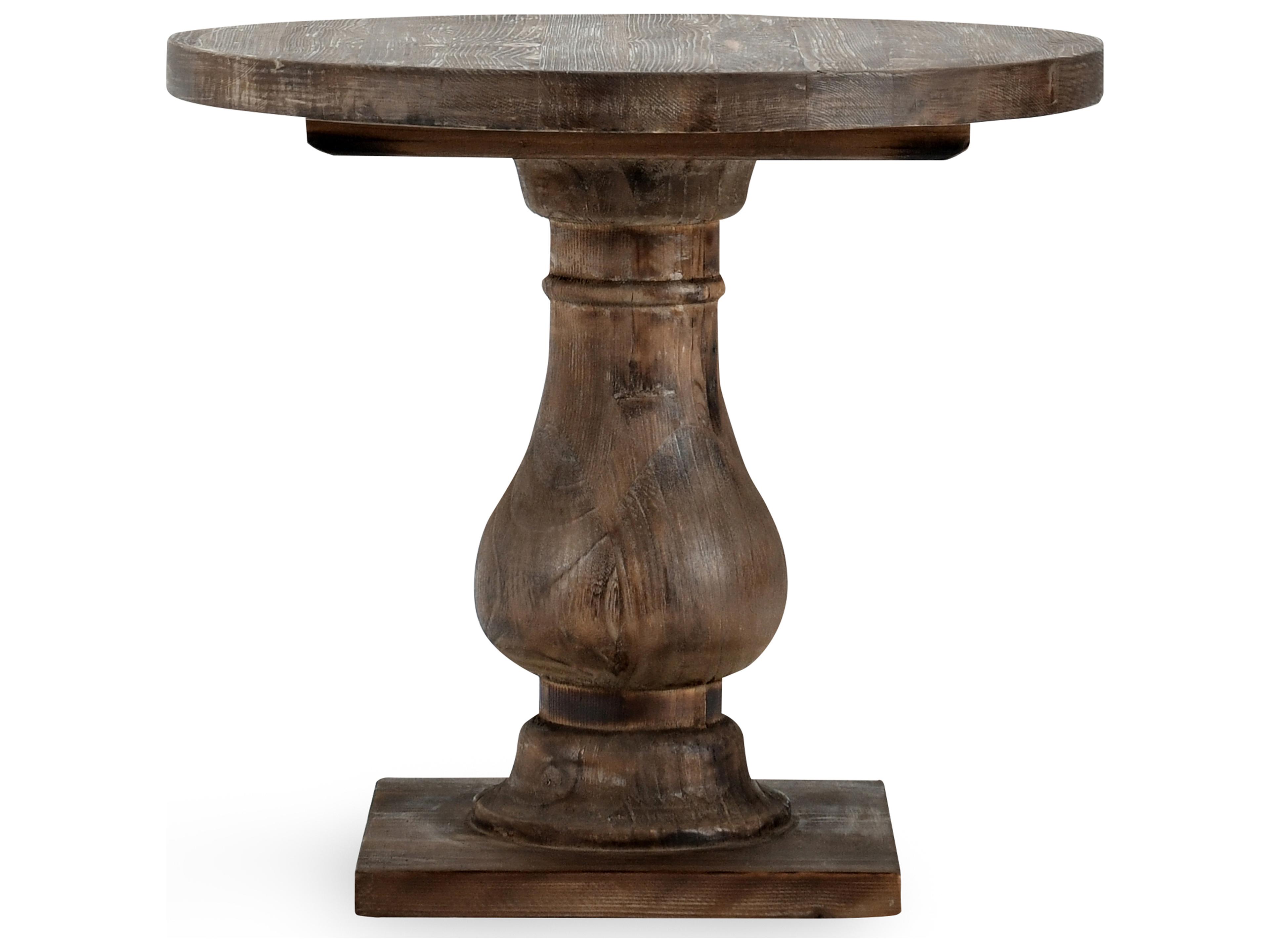 Biltmore Round Wood Rustic Brown End Table