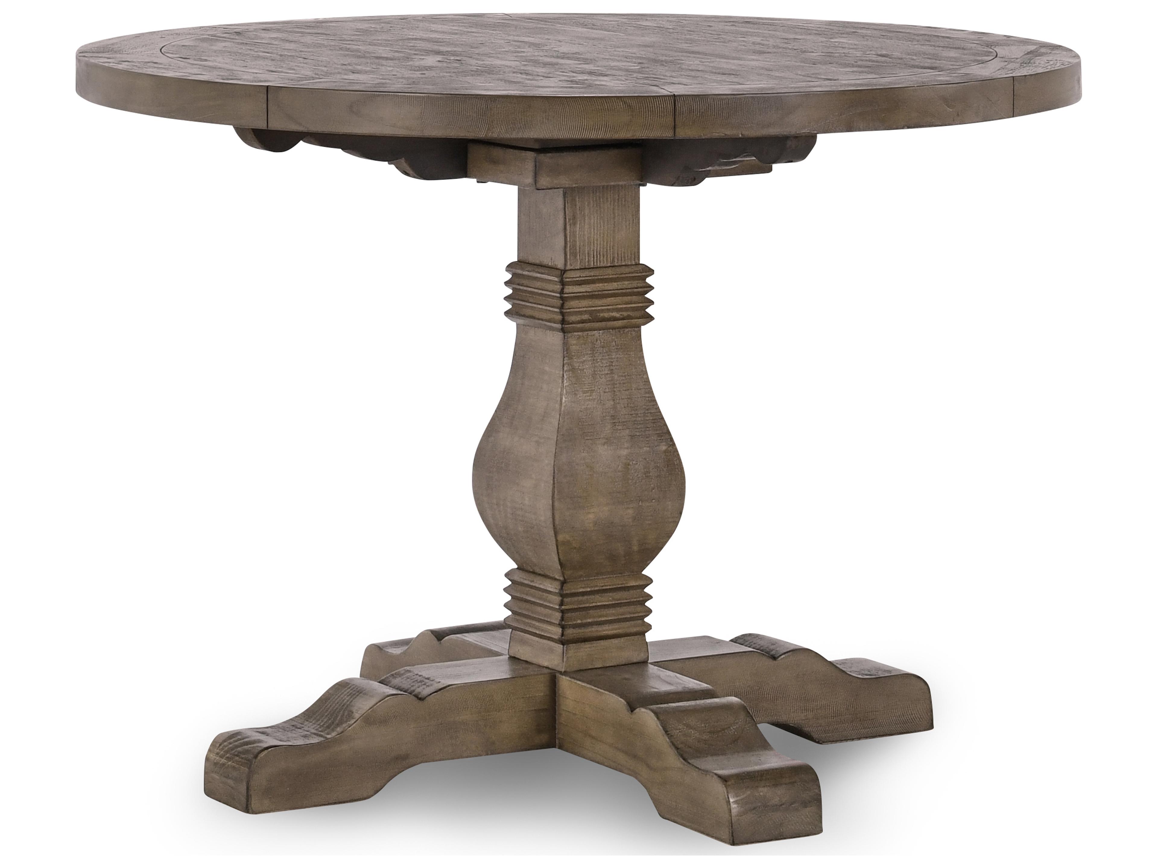 Caleb Round Wood Distressed Brown Dining Table