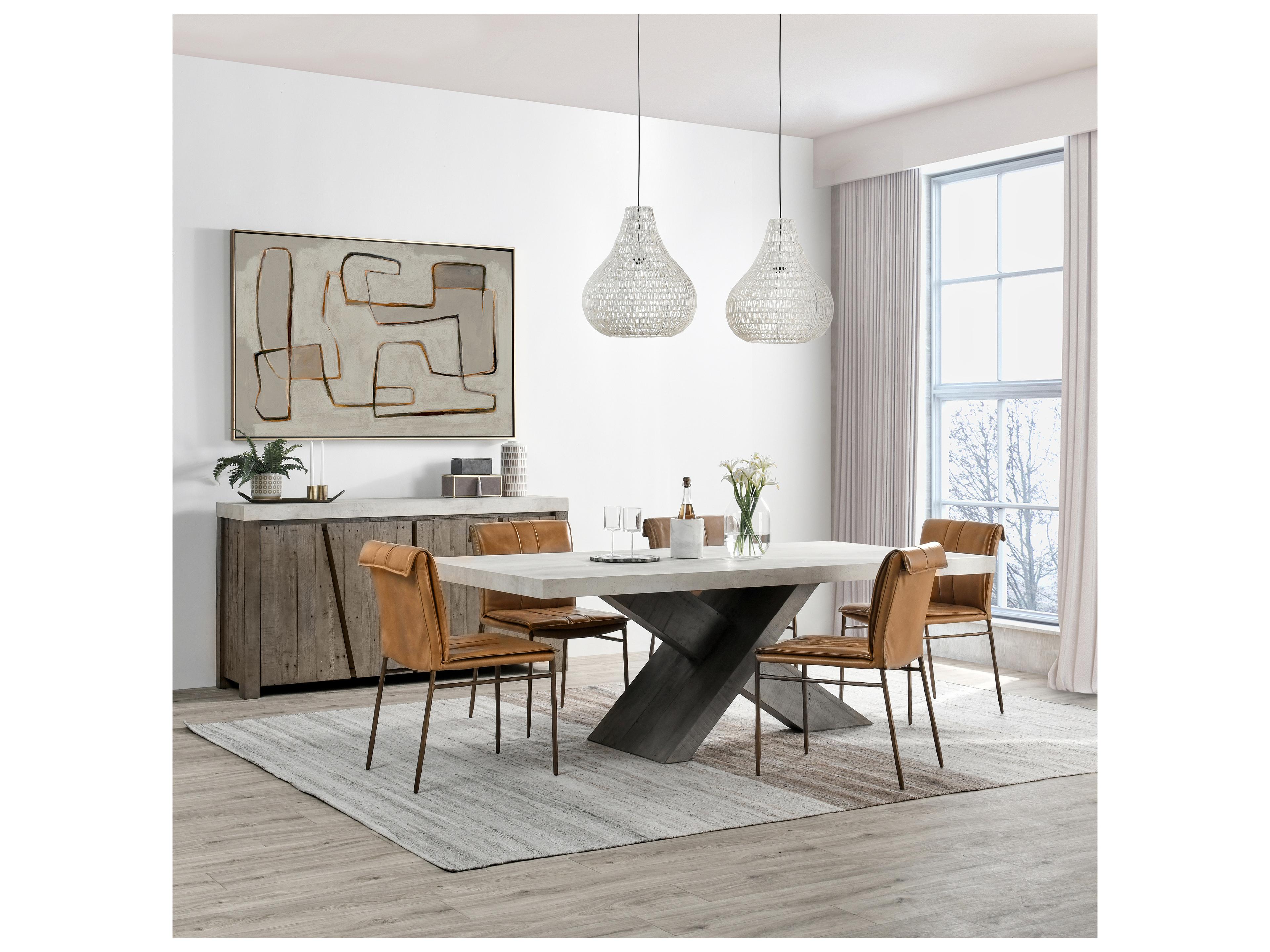 Classic Home Durant Rectangular Concrete Antique White Dining Table