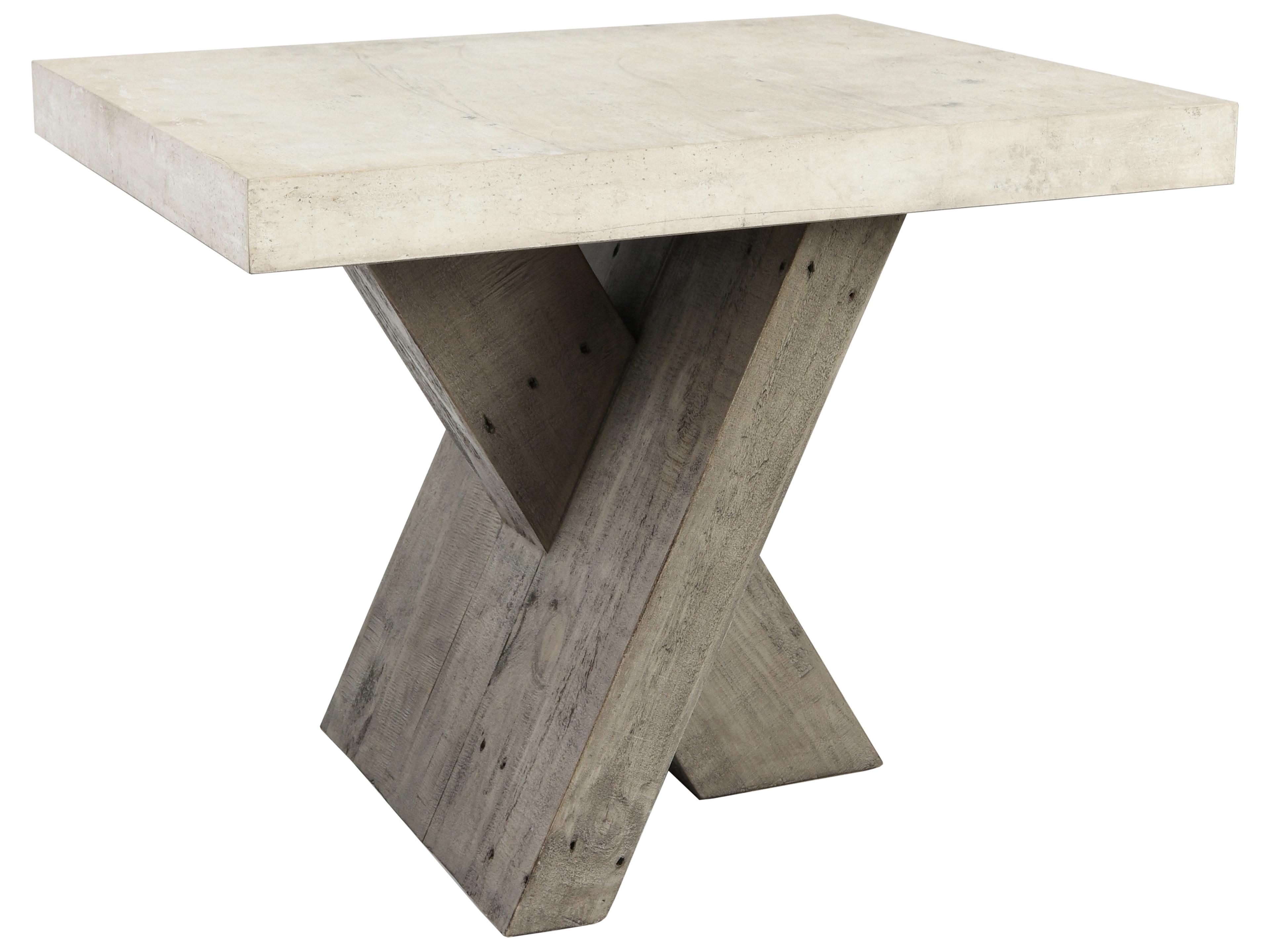 Durant Rectangular Concrete Antique White End Table