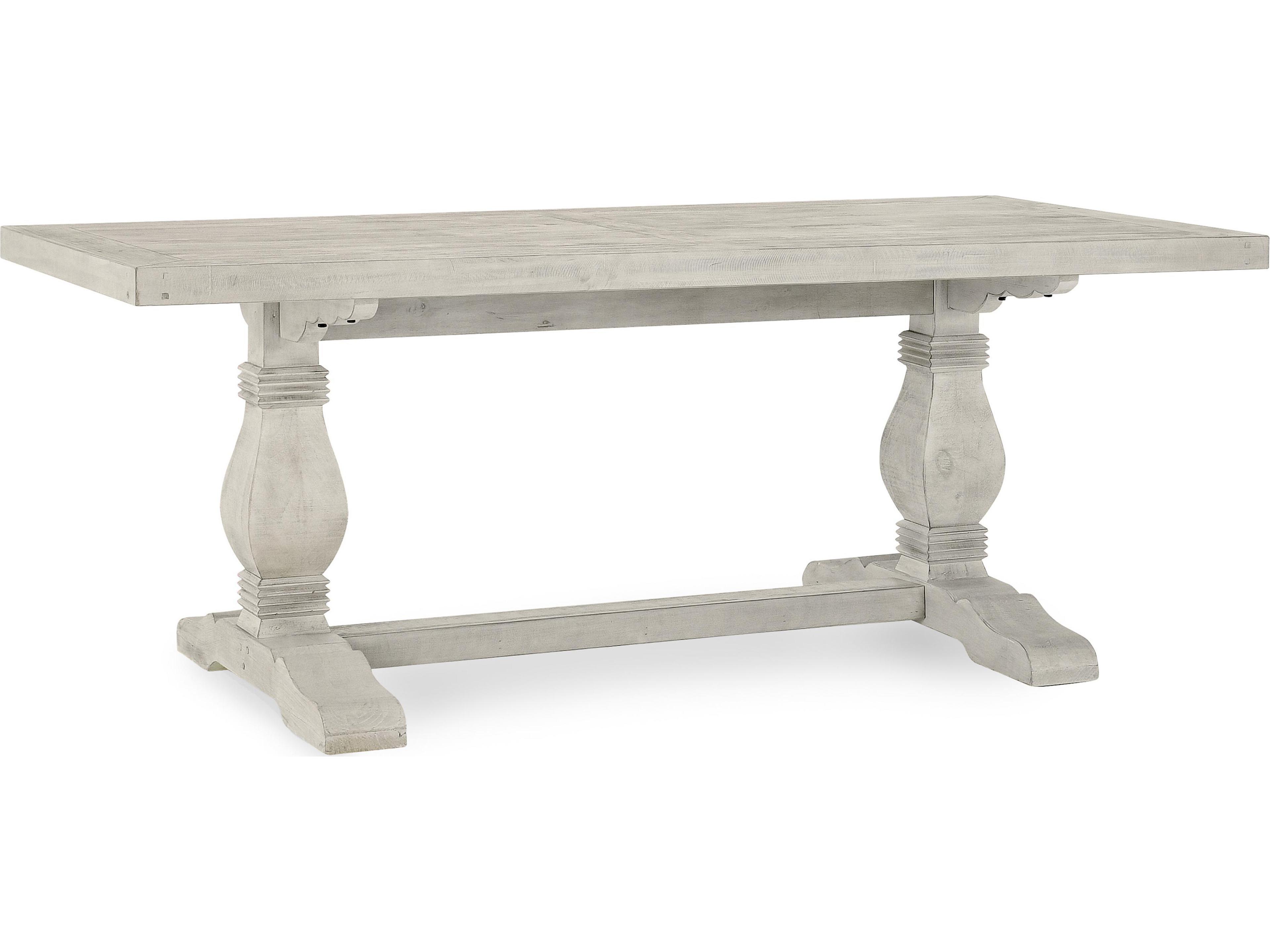 Caleb Rectangular Wood Distressed Ivory Dining Table