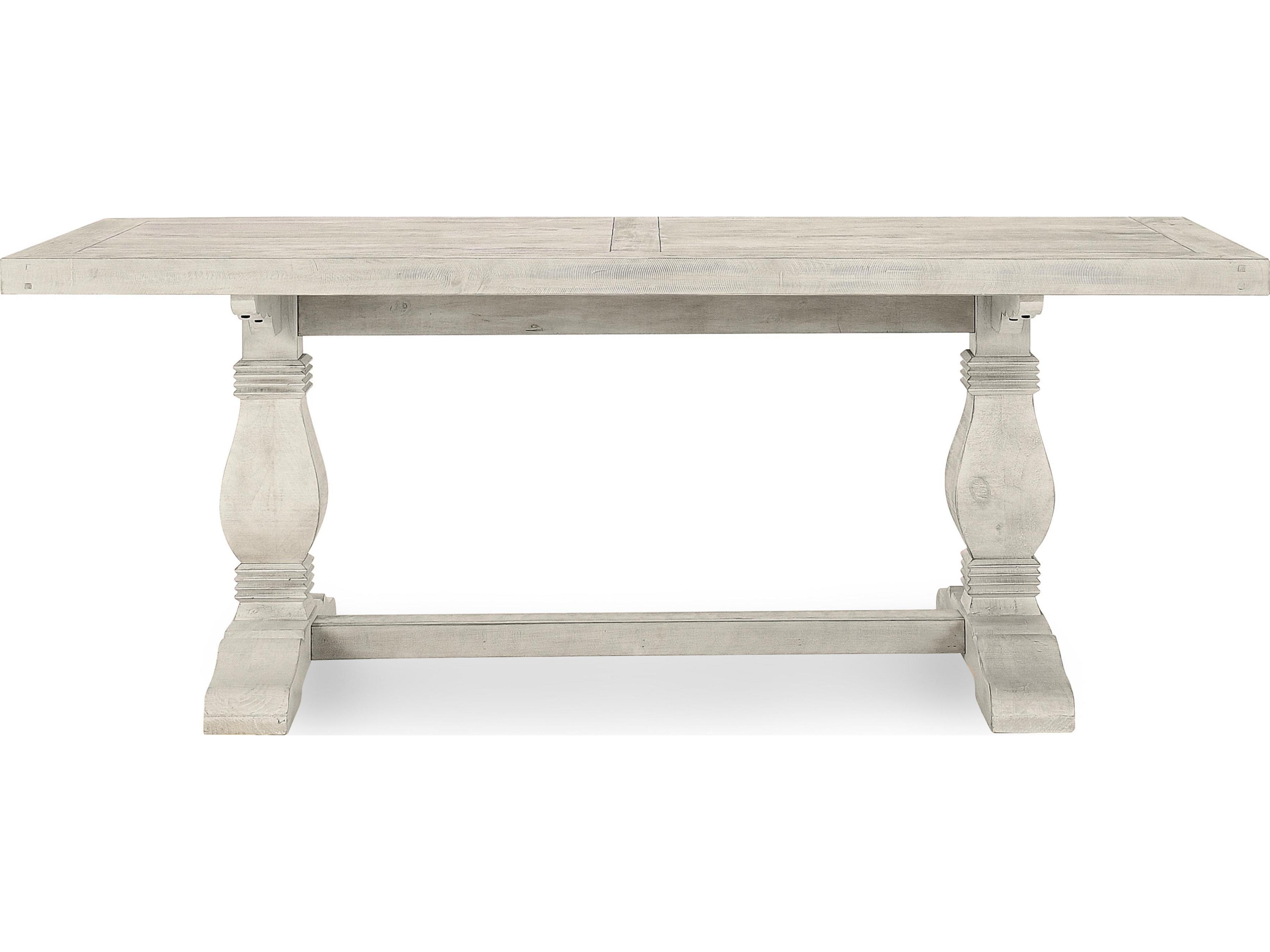 Classic Home Caleb Rectangular Wood Distressed Ivory Dining Table
