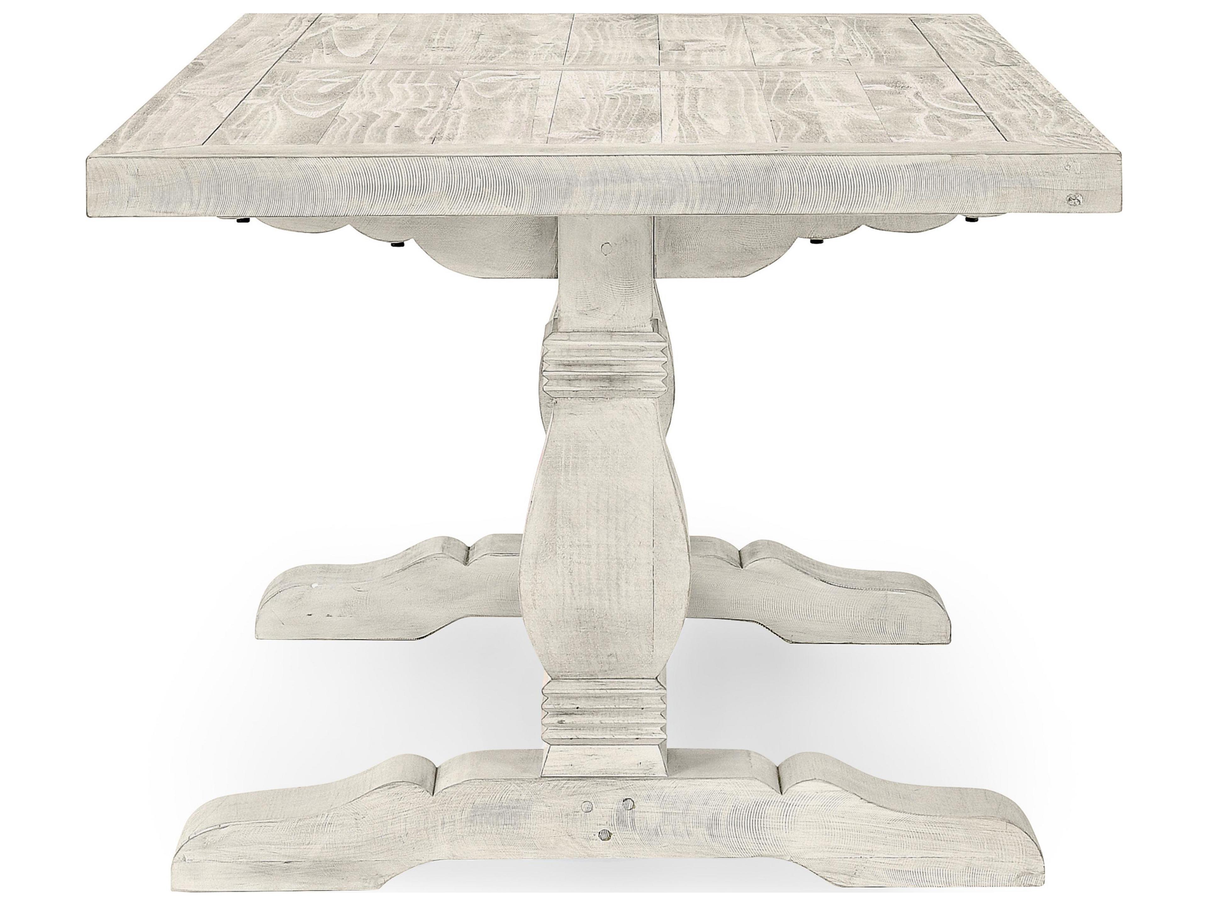 Classic Home Caleb Rectangular Wood Distressed Ivory Dining Table