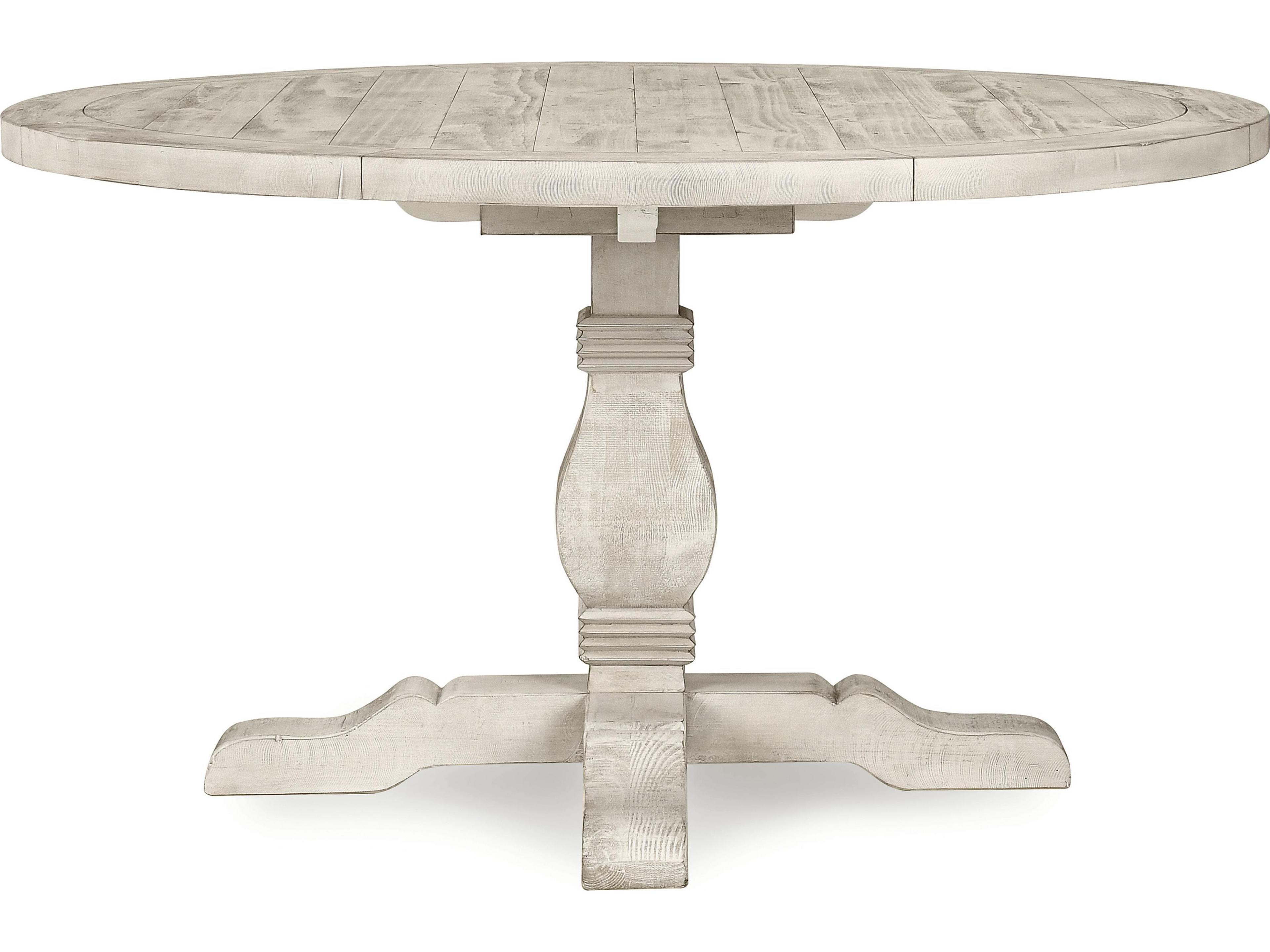 Classic Home Caleb Round Wood Distressed Ivory Dining Table