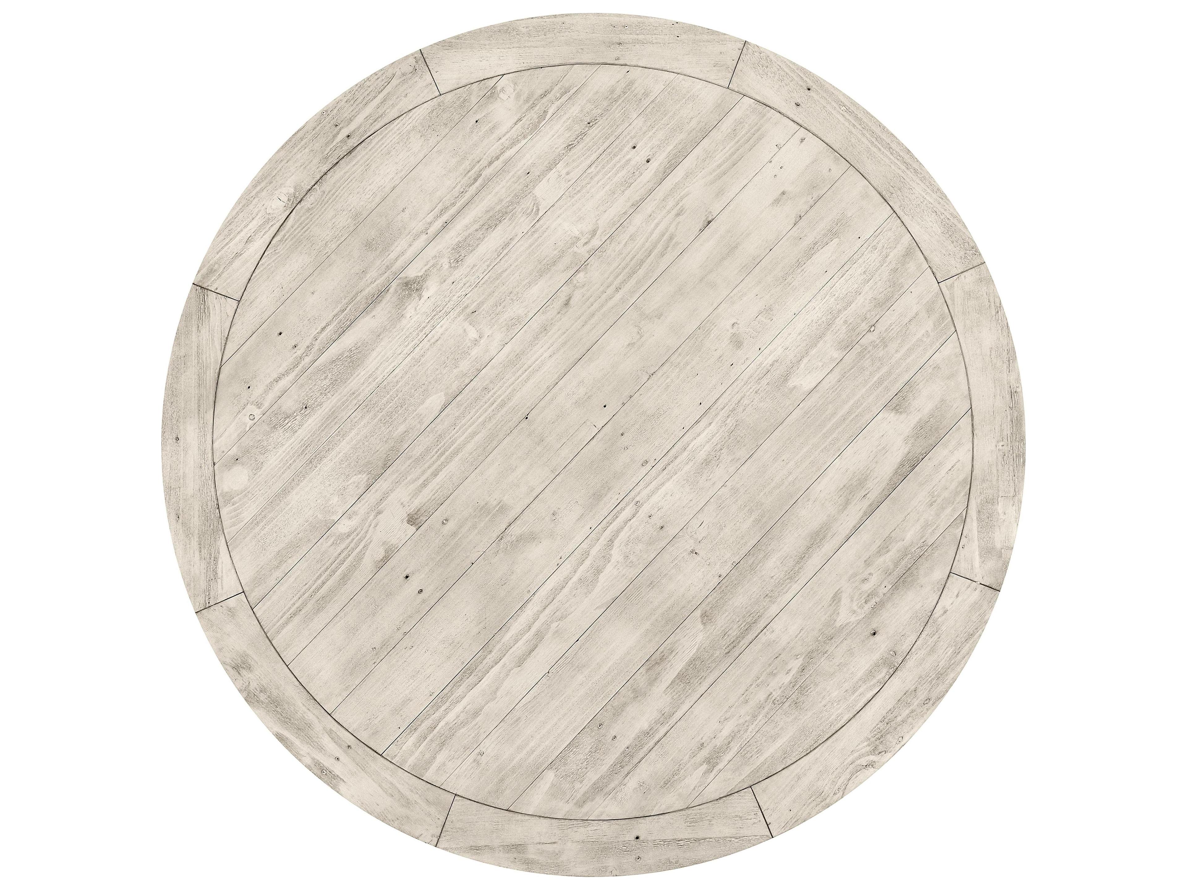 Classic Home Caleb Round Wood Distressed Ivory Dining Table