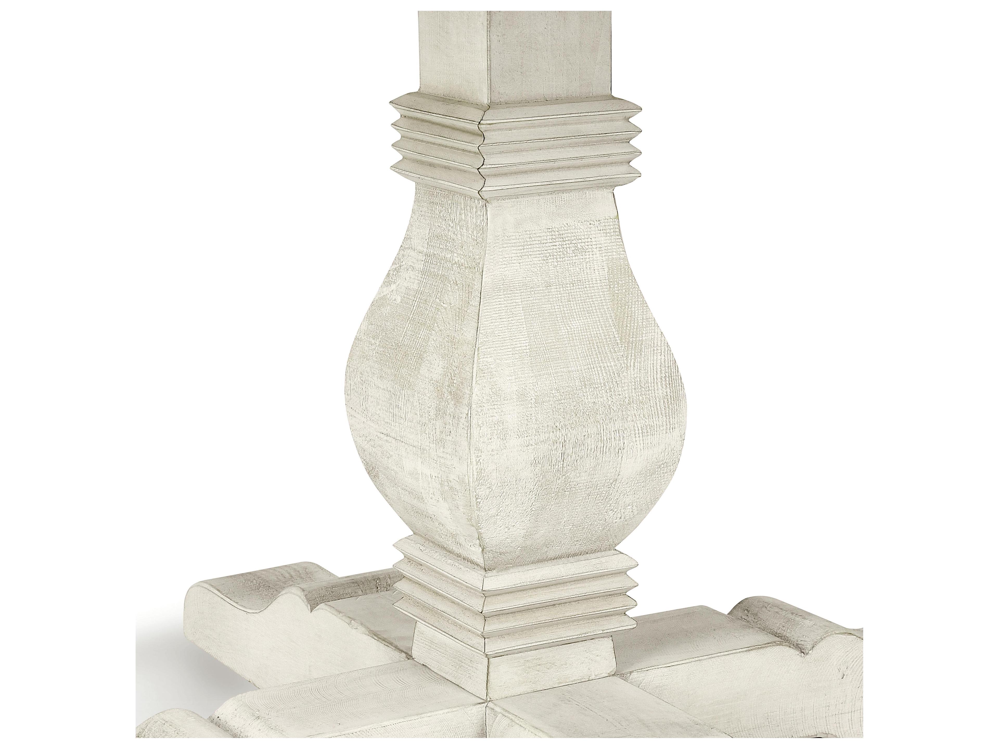 Classic Home Caleb Round Wood Distressed Ivory Dining Table