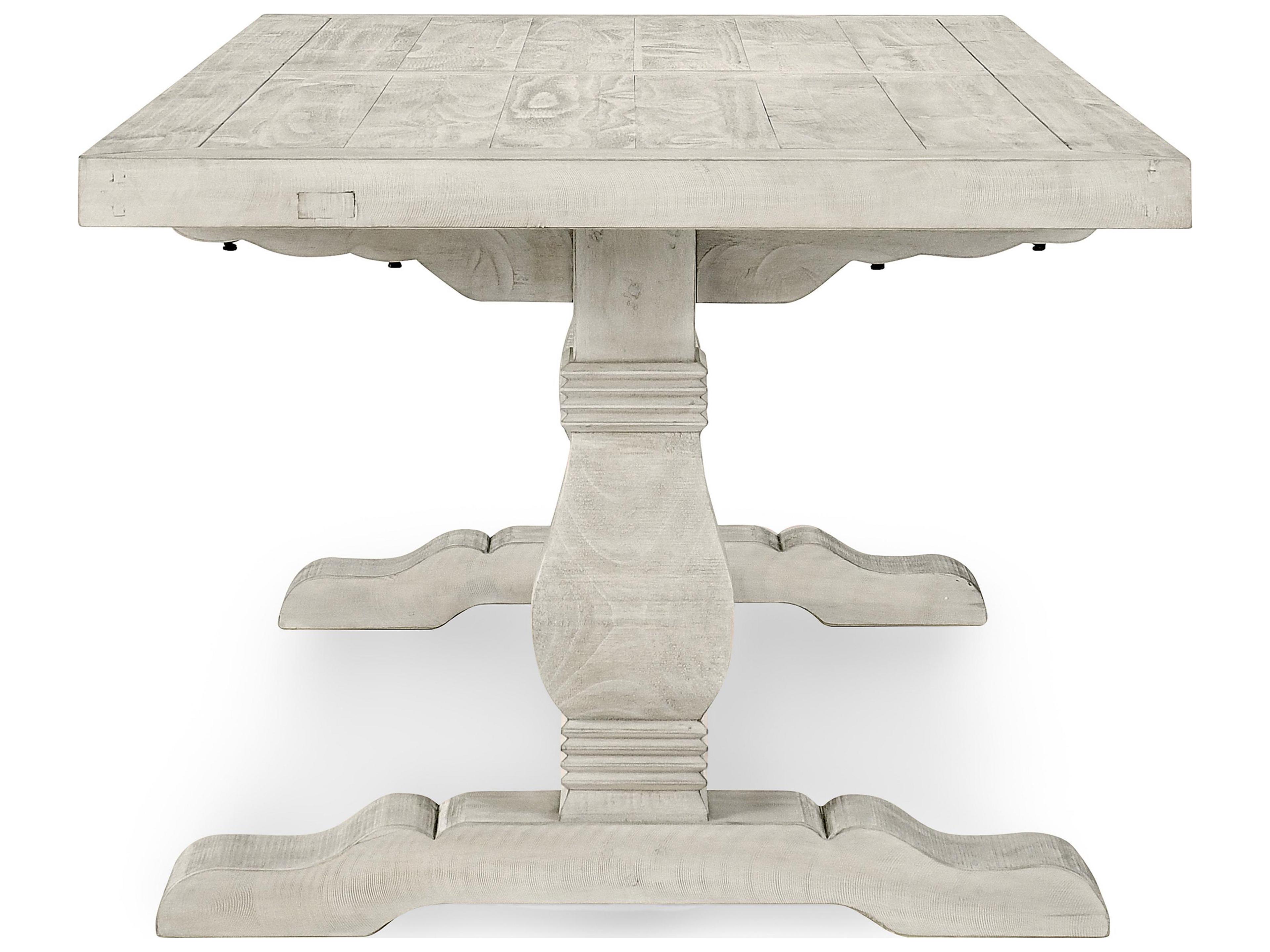 Classic Home Caleb Rectangular Wood Distressed Ivory Dining Table
