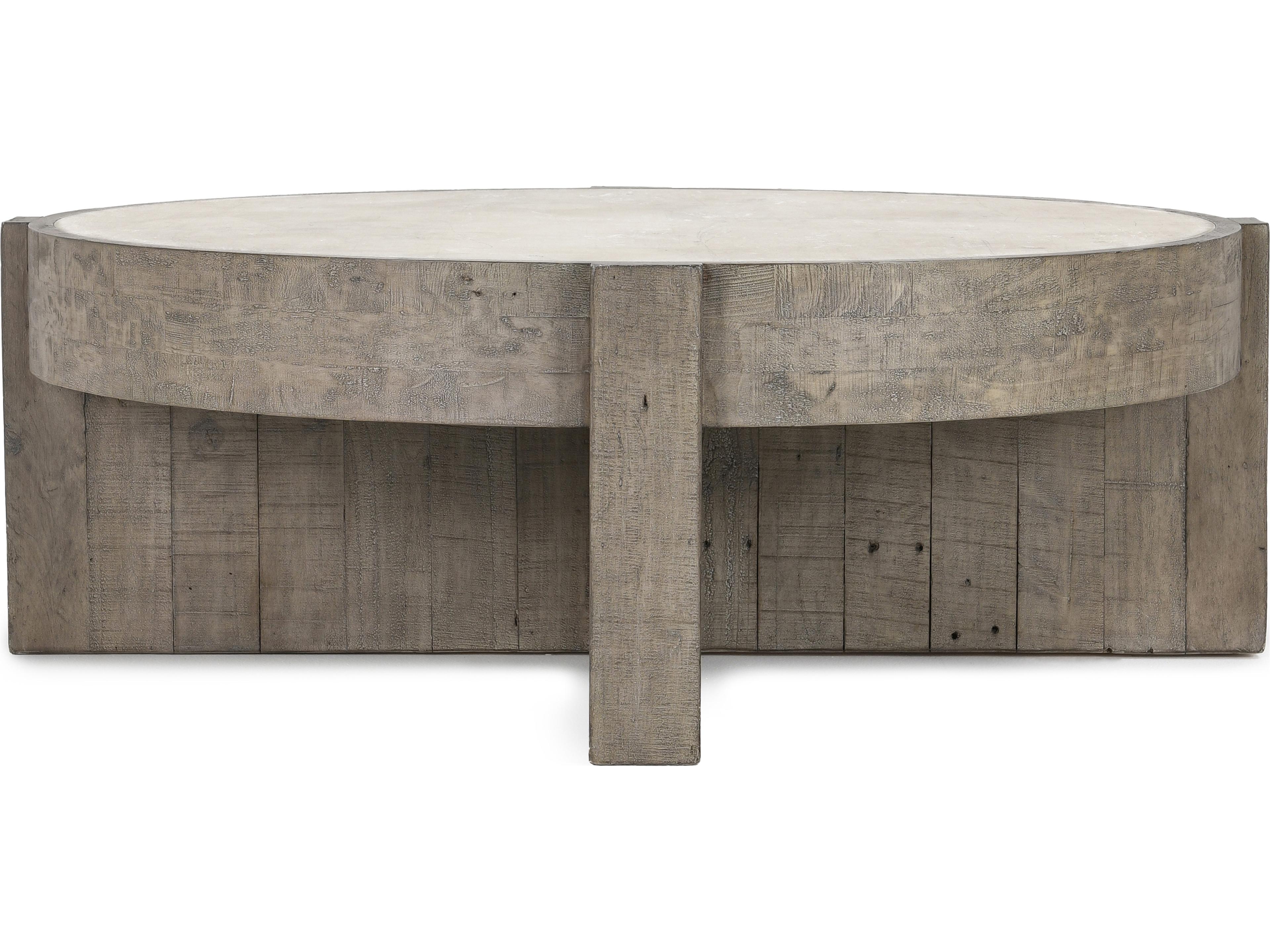 Sonoma Round Concrete Corsican Grey & Antique White Top Coffee Table