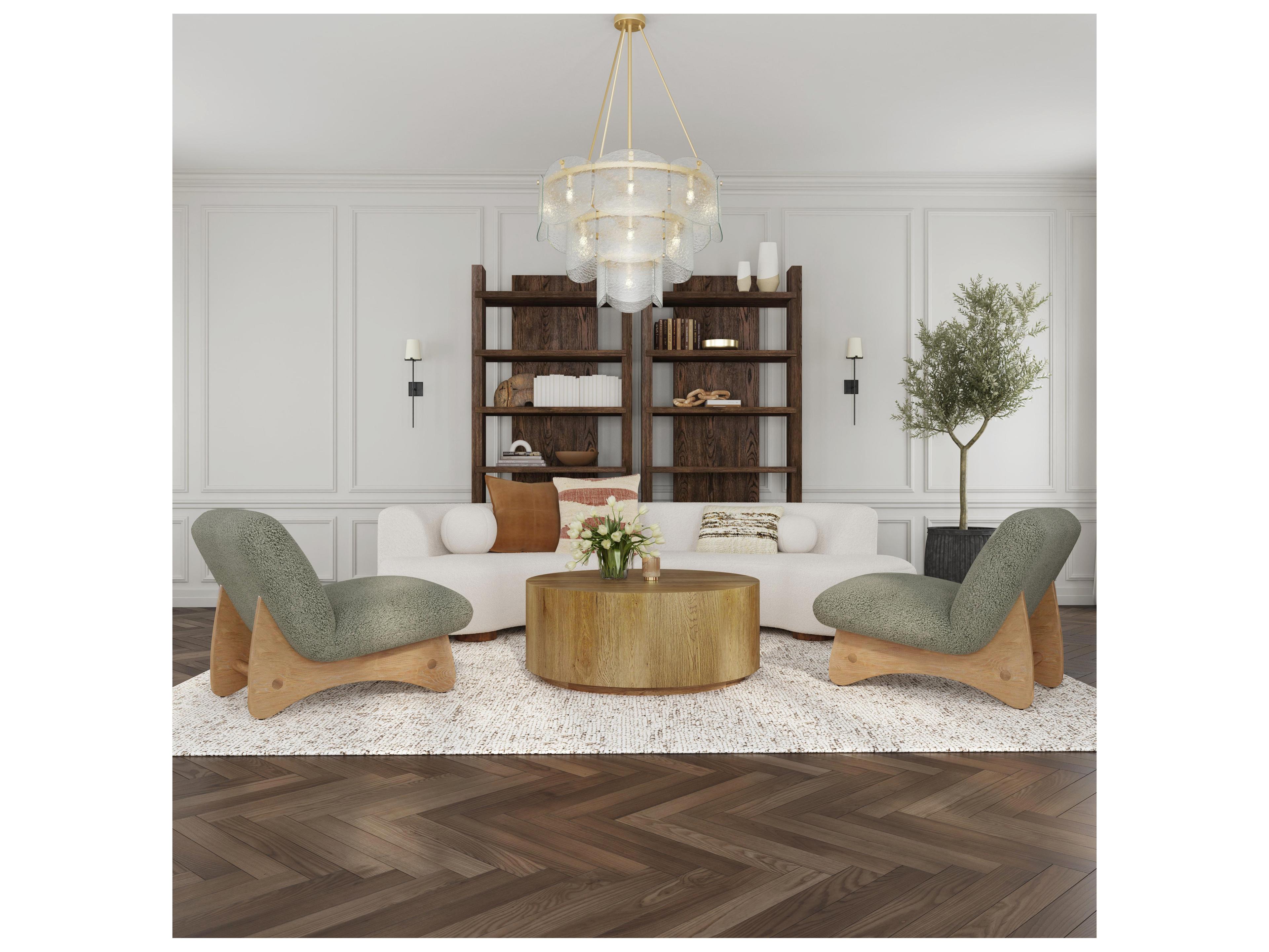 Classic Home Layne Oval Wood Light Brown Coffee Table