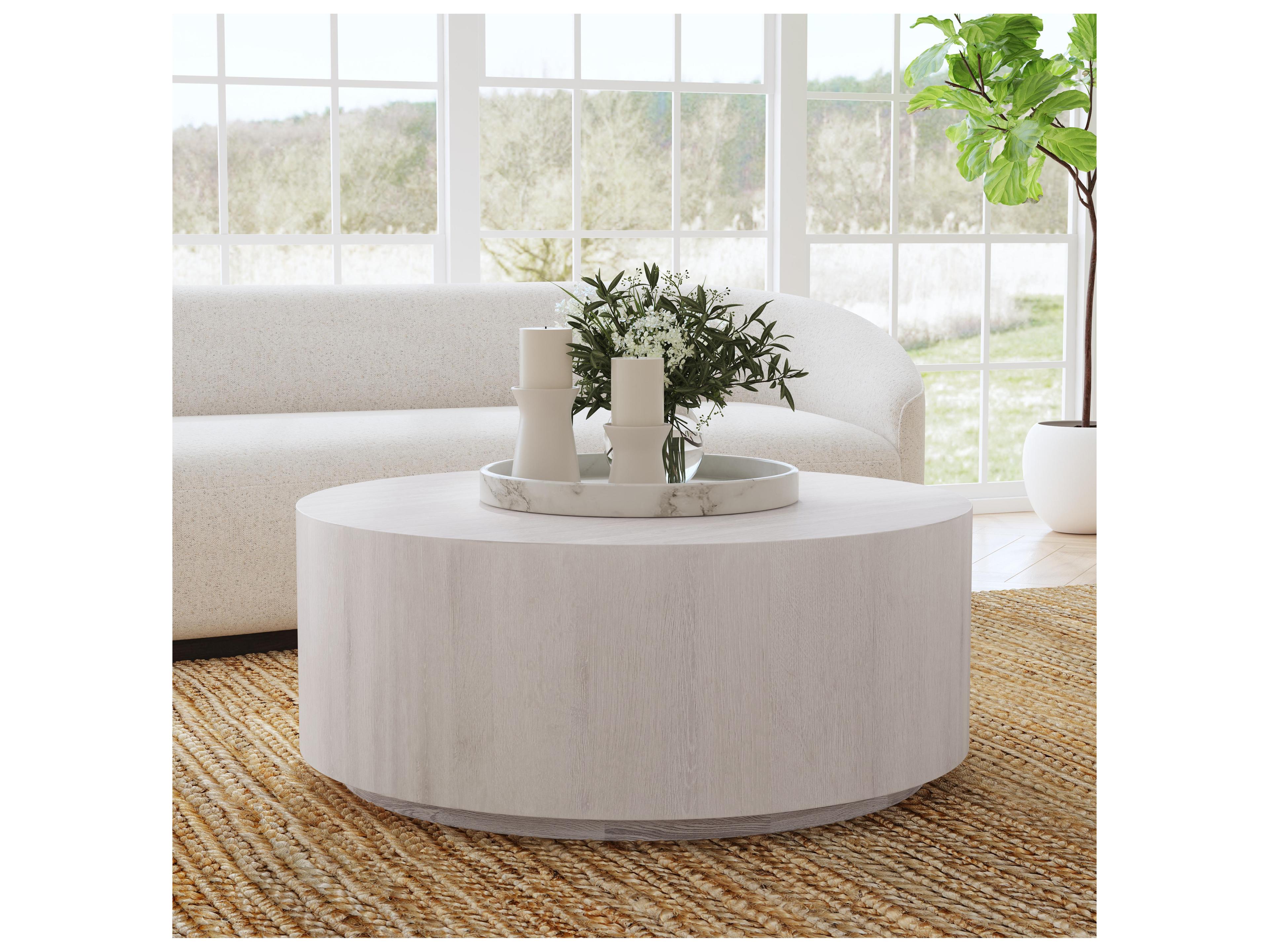 Classic Home Layne Round Wood White Wash Coffee Table