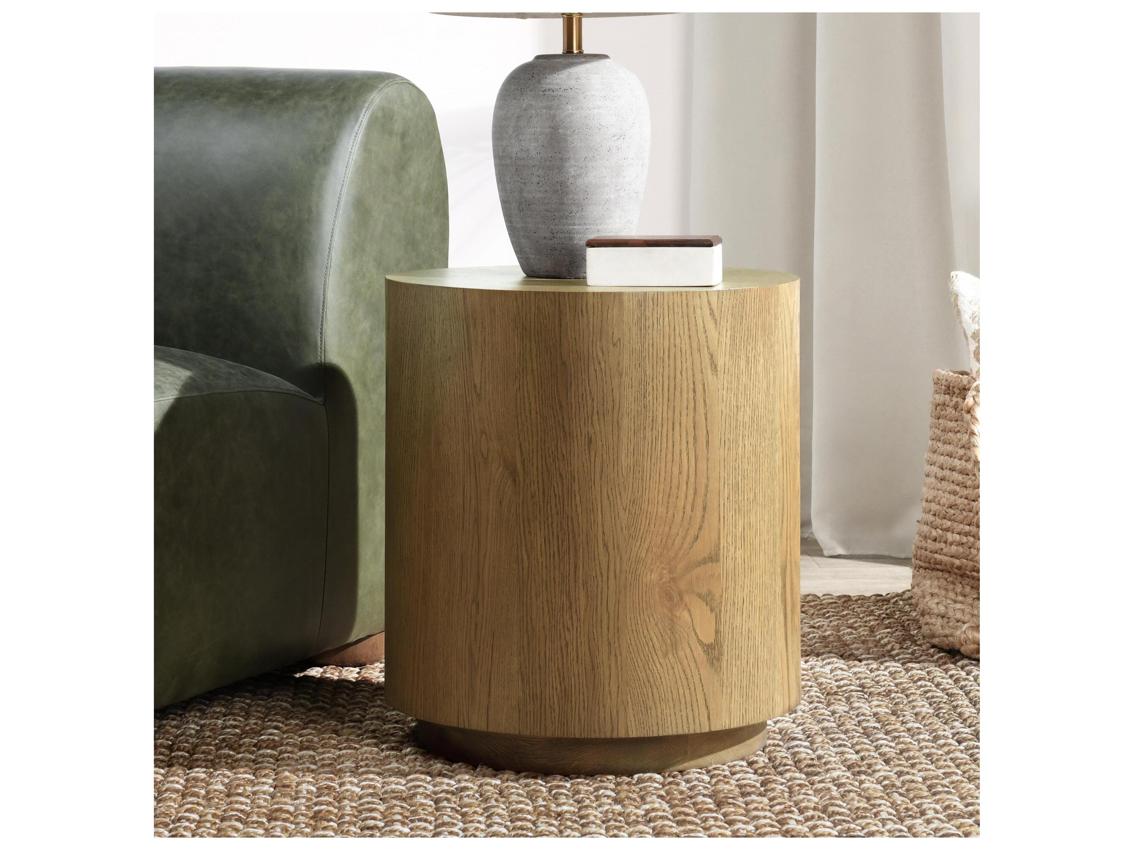 Classic Home Layne Round Wood Light Brown End Table