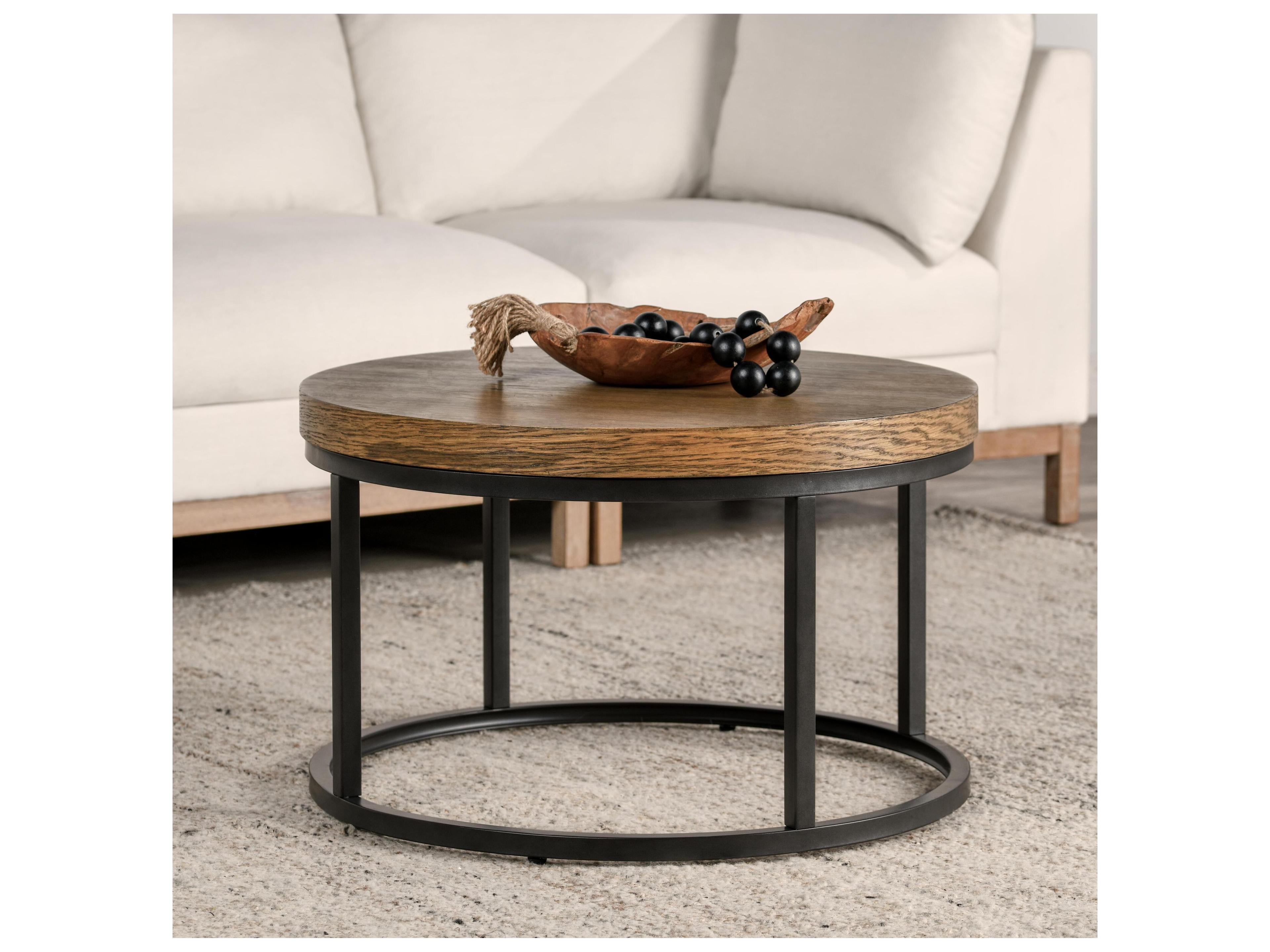 Classic Home Catta Round Wood Light Brown Coffee Table