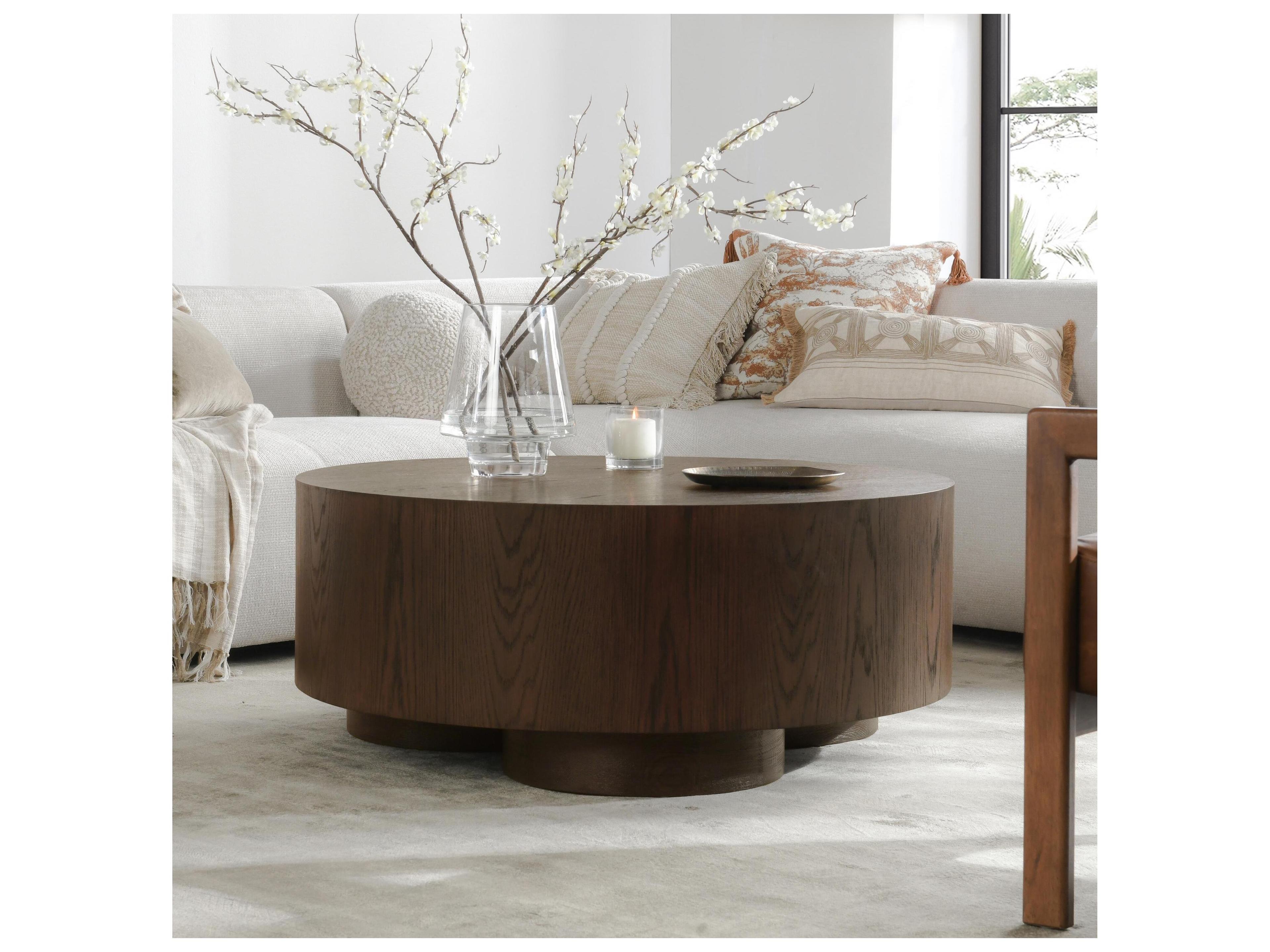 Classic Home Runa Round Wood Brown Coffee Table