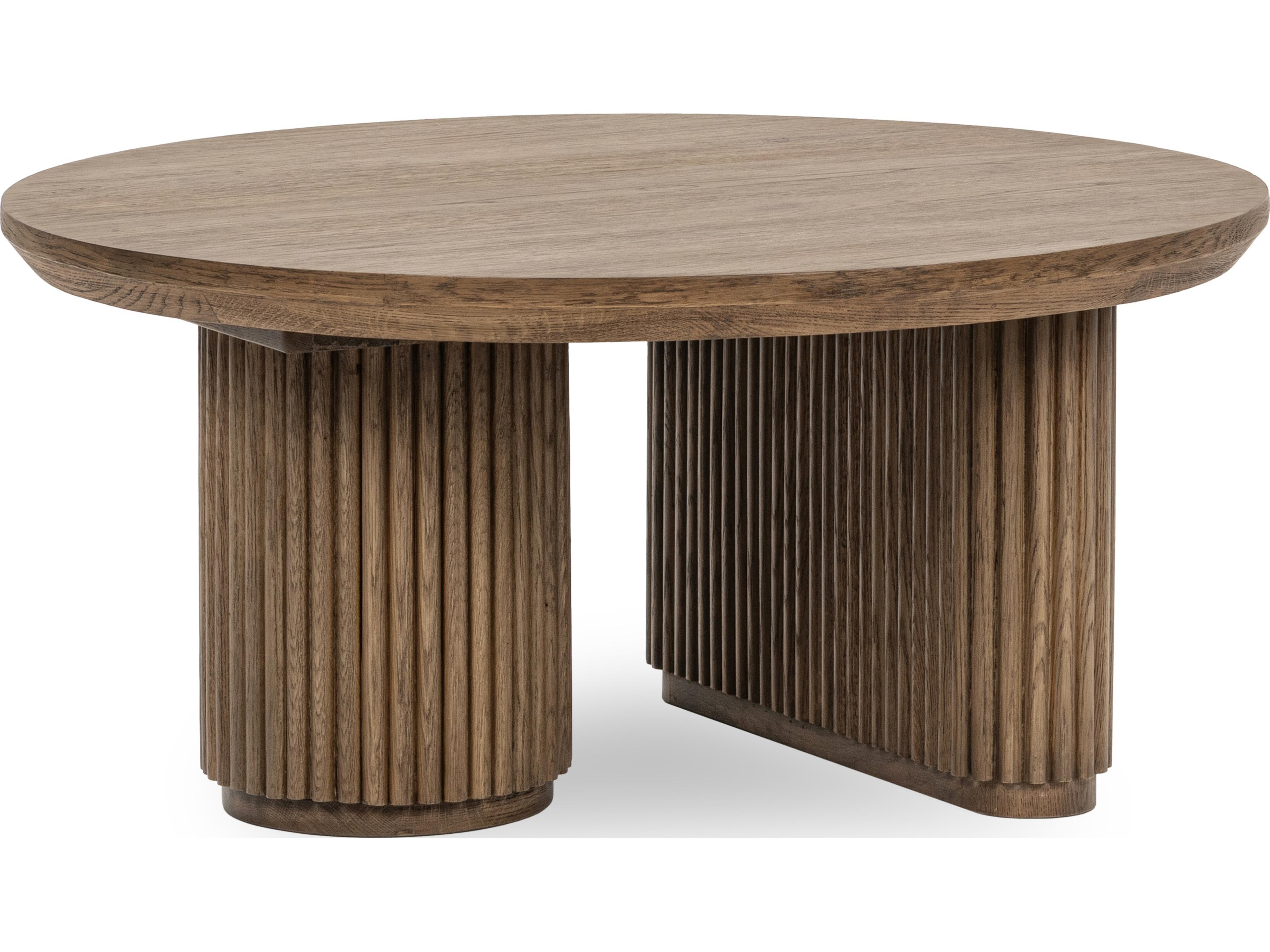 Classic Home Vander Round Wood Tawny Brown Coffee Table