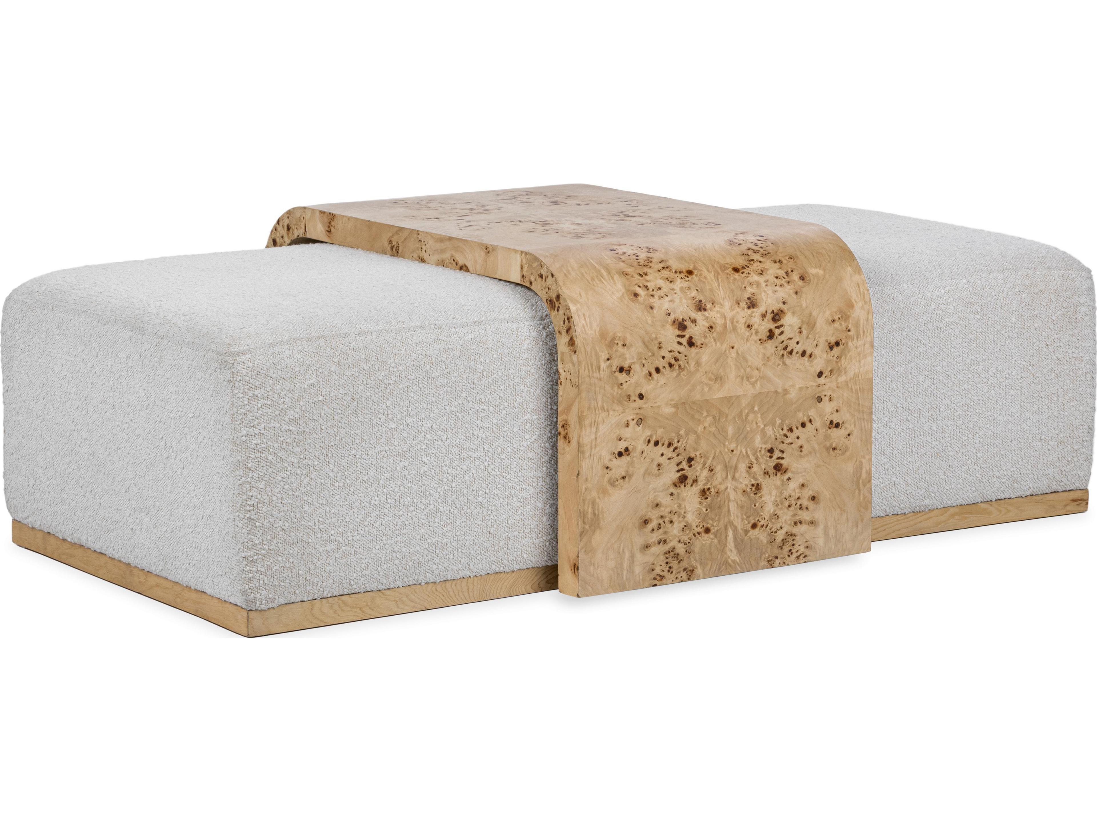 Kenan Rectangular Fabric Creamy Ivory Coffee Table